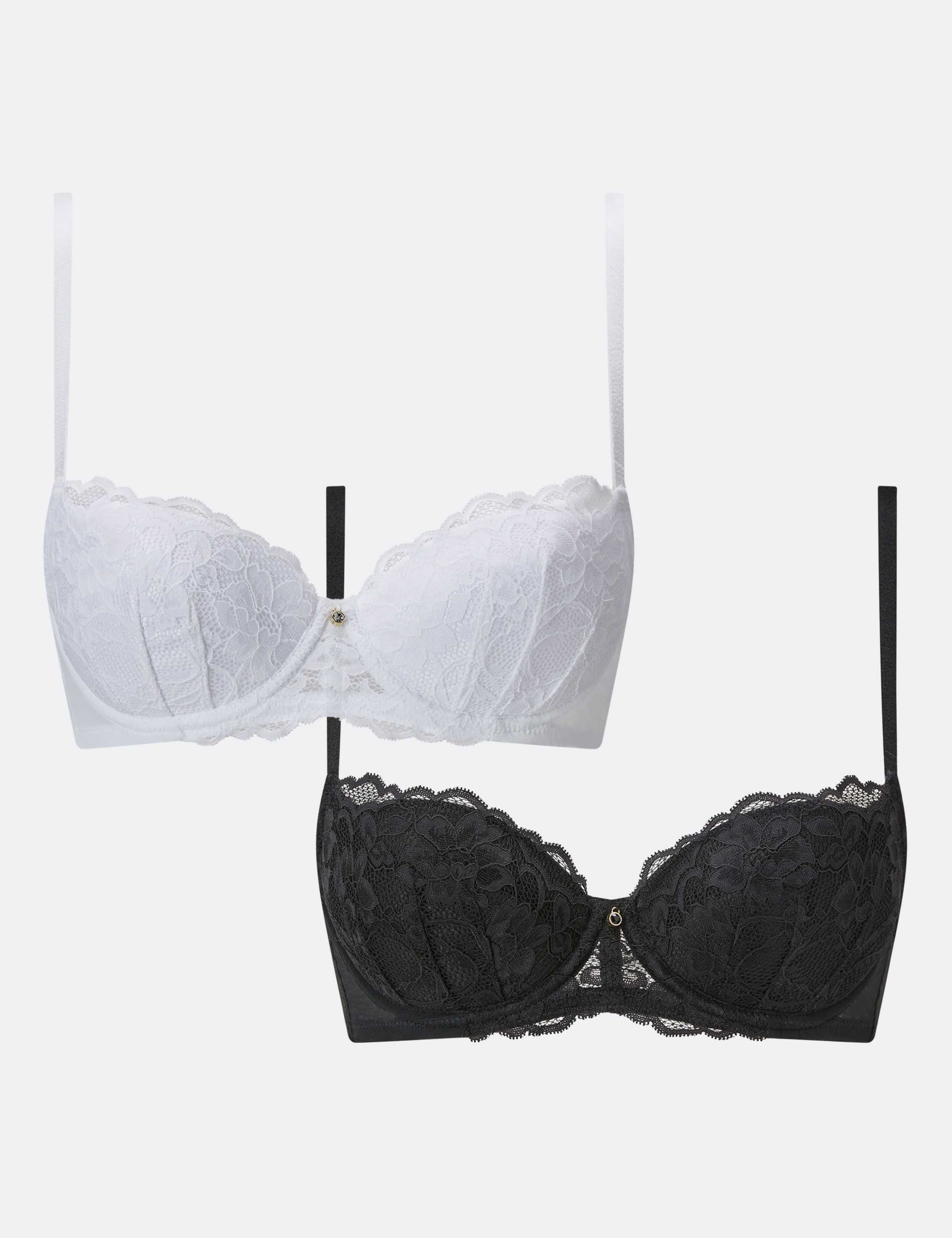 2 Pack Sexy Lace Wired Balcony Bras (A-G) 2 of 6