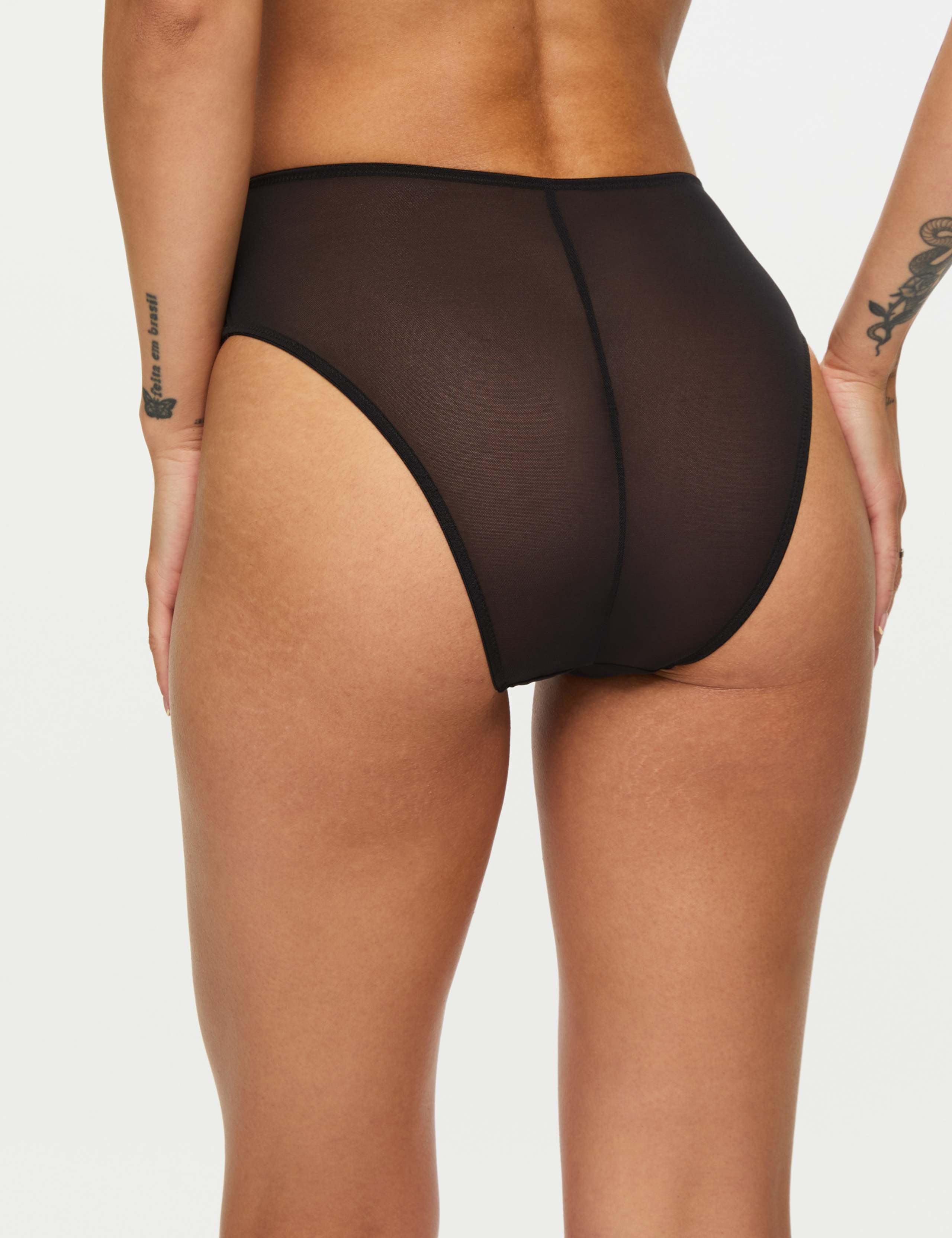 Embroidered Mesh High Waisted Brazilian Knickers 4 of 5