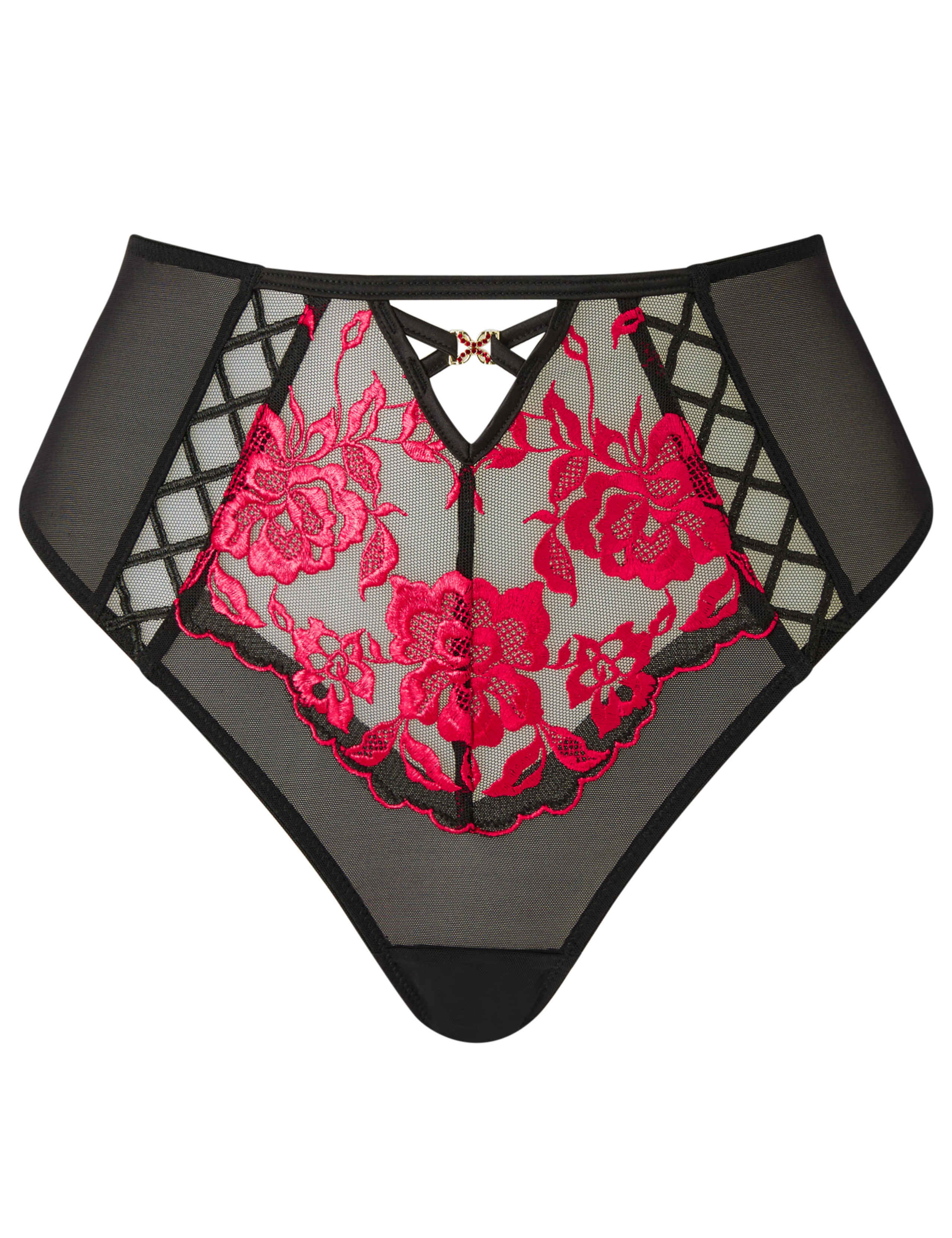 Embroidered Mesh High Waisted Brazilian Knickers 2 of 5