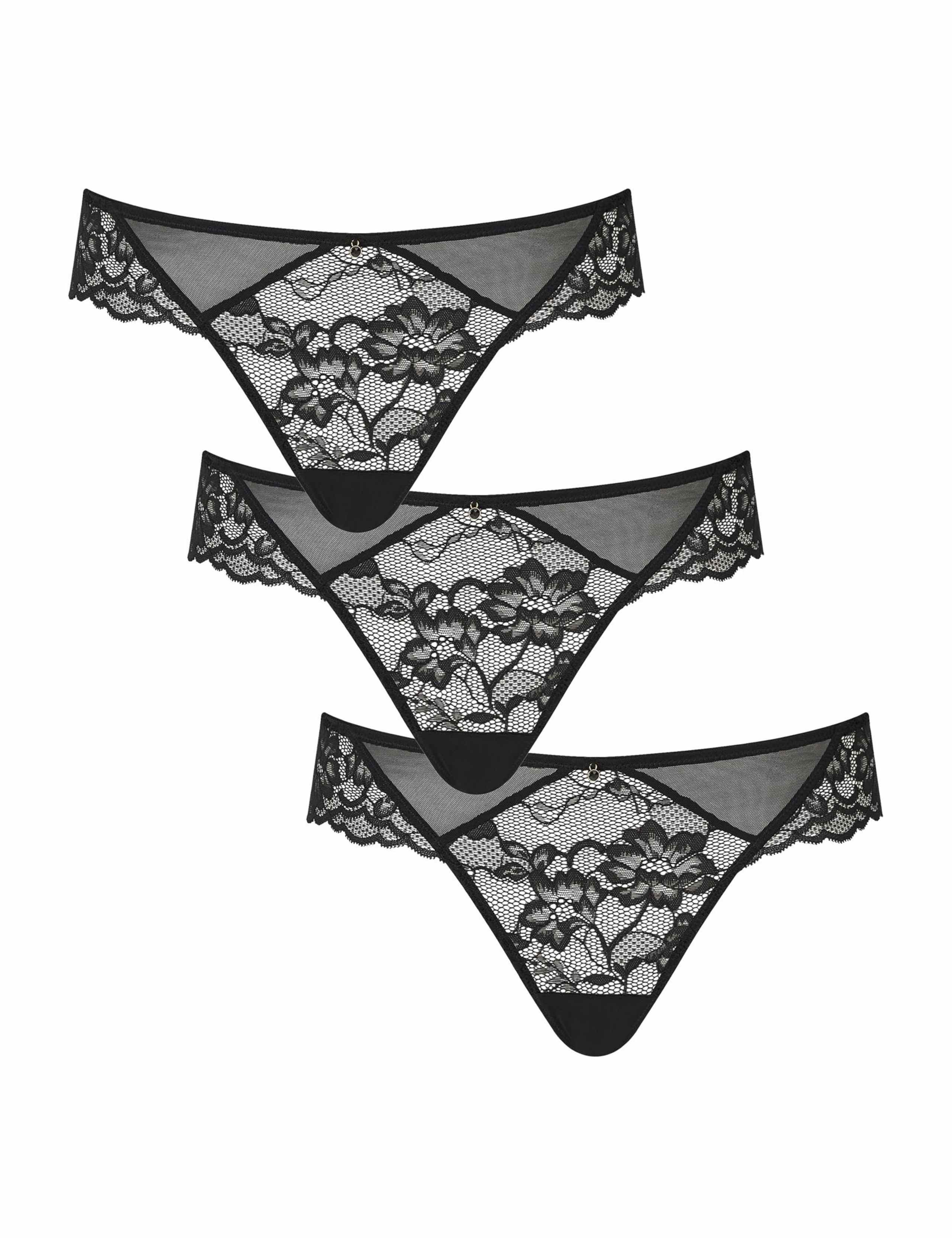 3 Pack Sexy Lace Brazilian Knickers 1 of 5