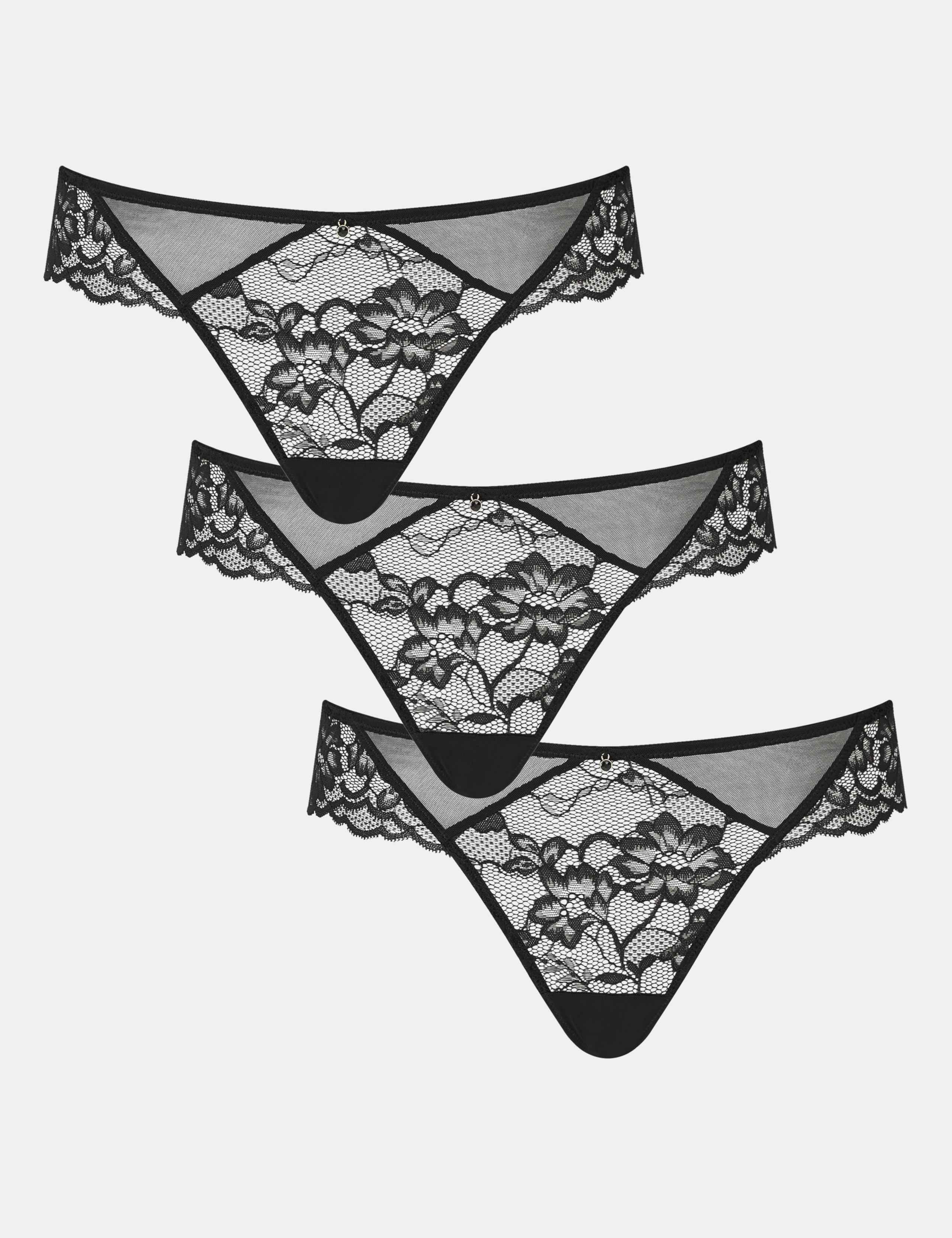 3 Pack Sexy Lace Brazilian Knickers 2 of 5