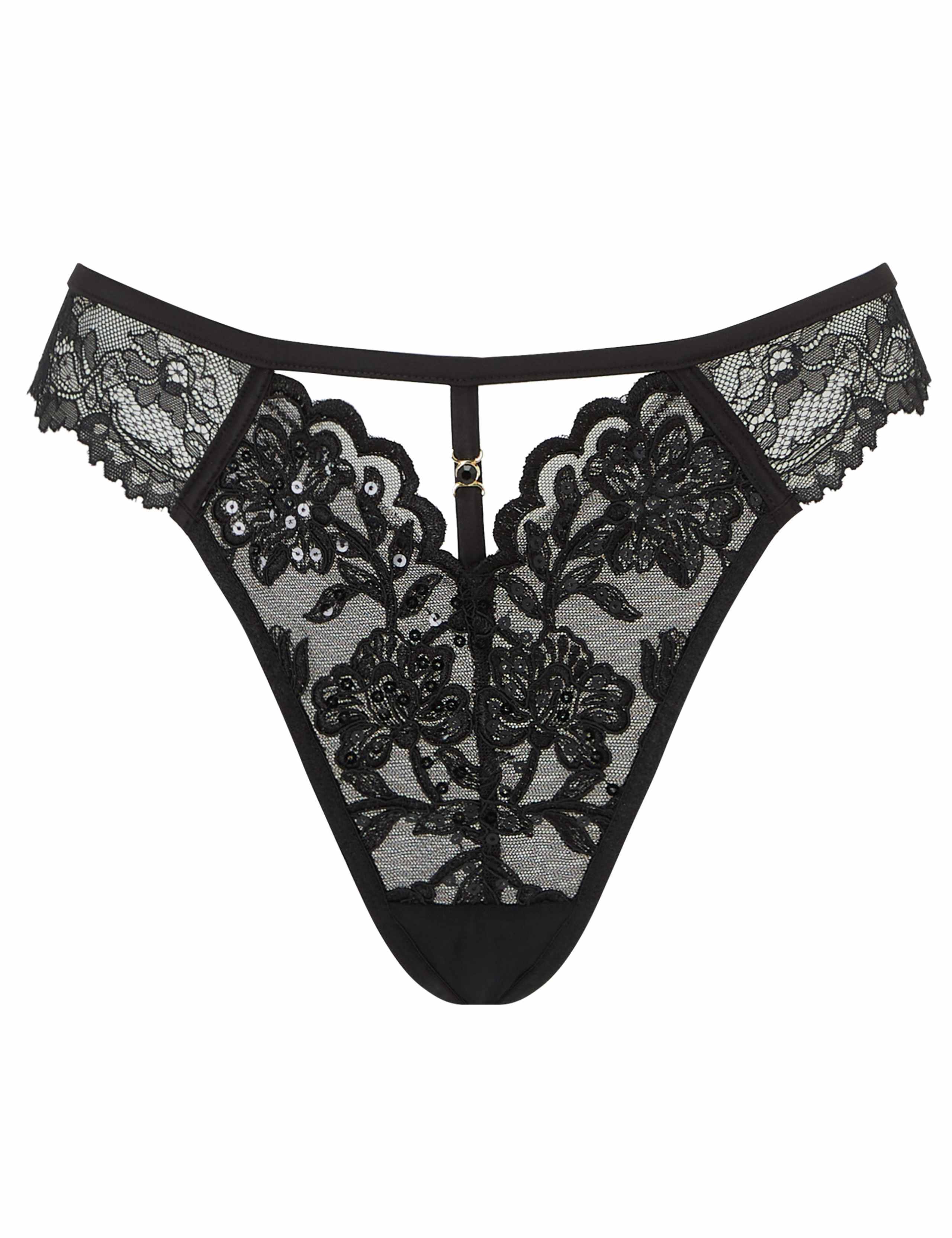 Embroidered Lace Sequin Embellished Thong 2 of 6