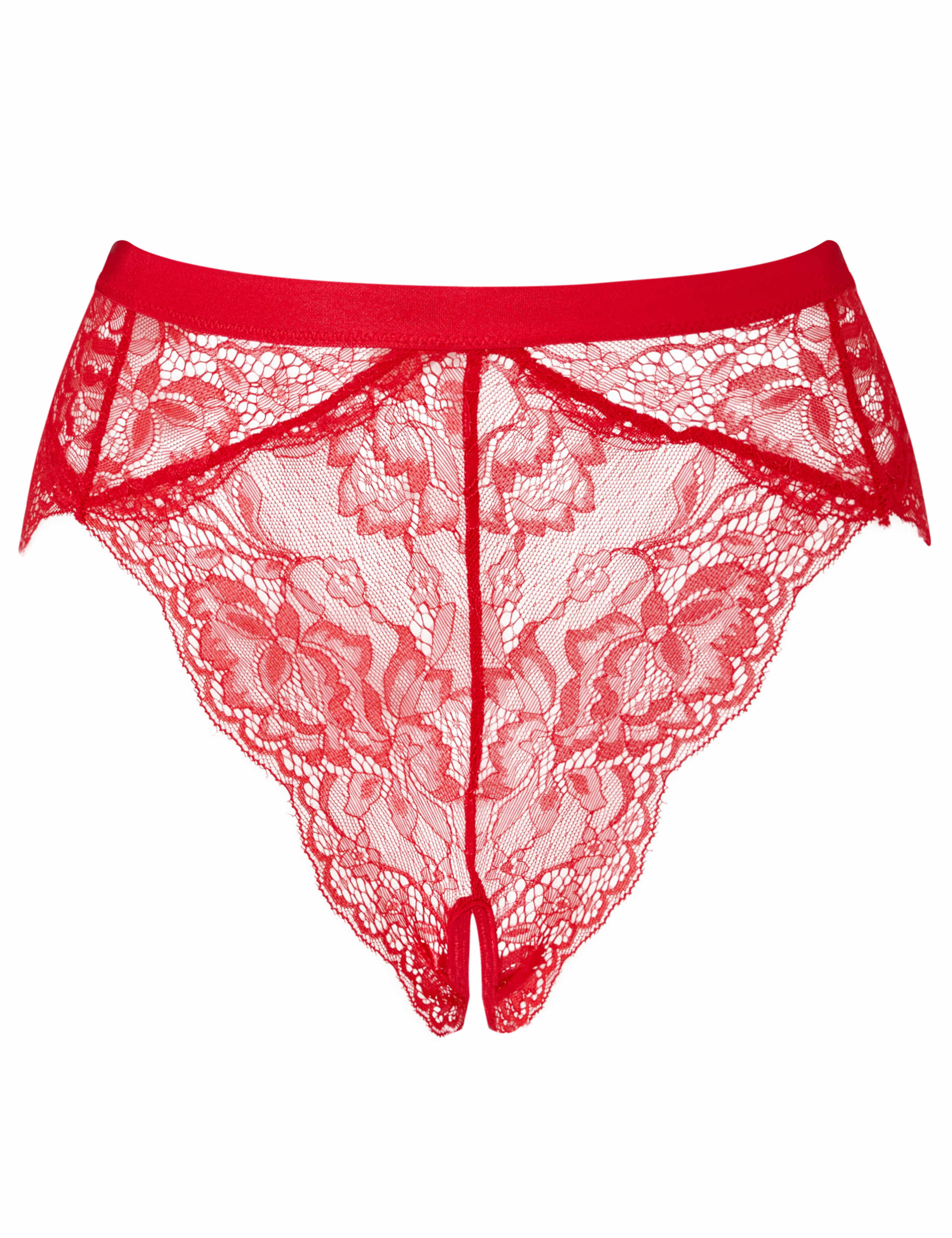 Lace High Waisted Crotchless Brazilian Knickers 2 of 4