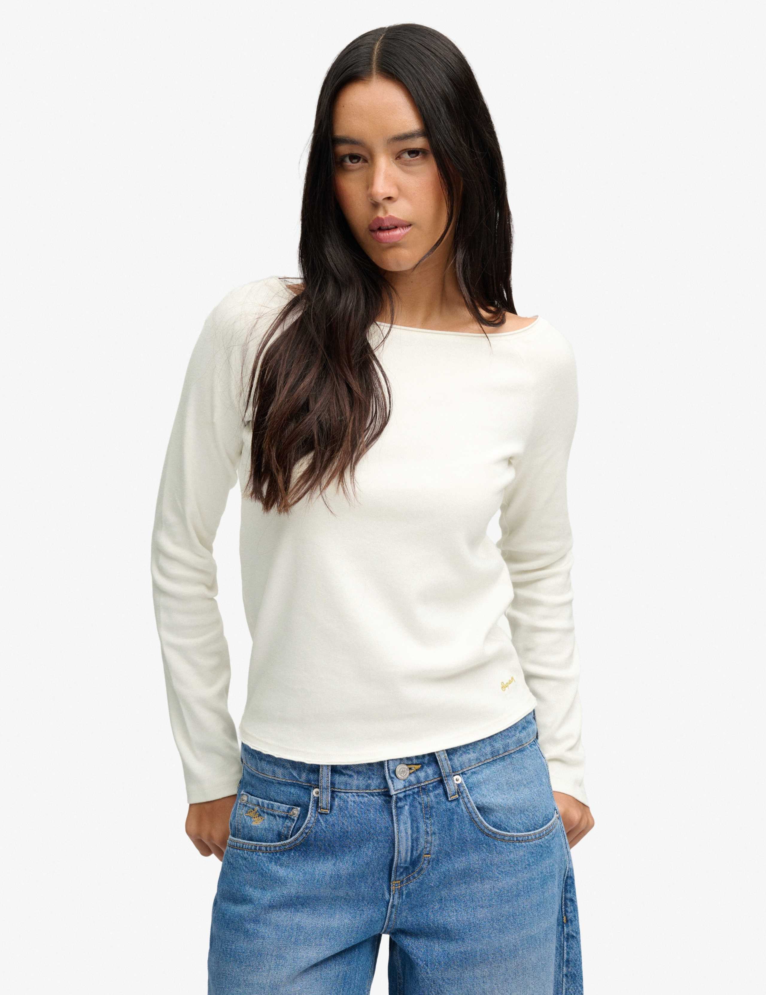 Pure Cotton Slim Fit Off The Shoulder Top 1 of 7