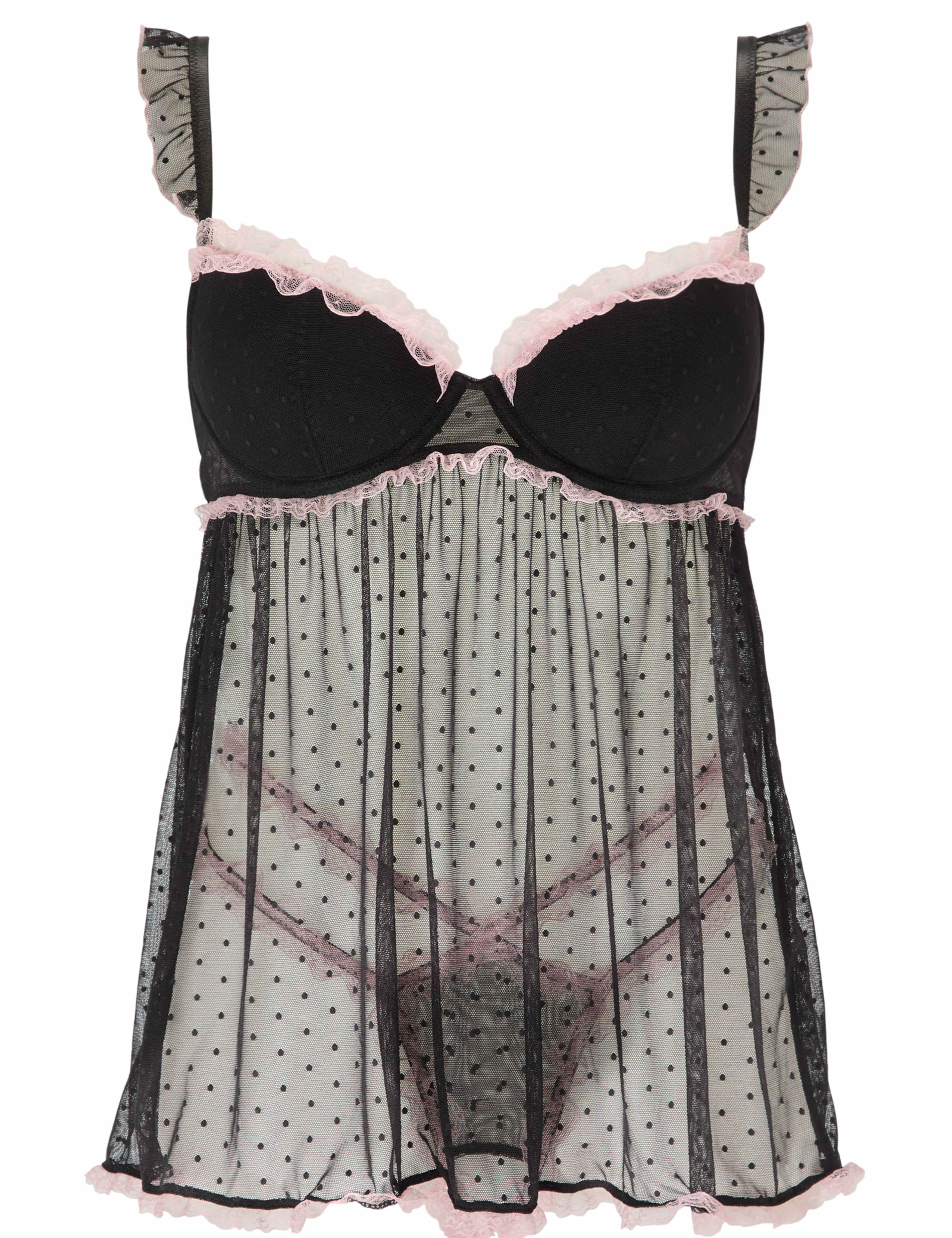 Mesh Wired Babydoll & Crotchless Knickers Set 2 of 5