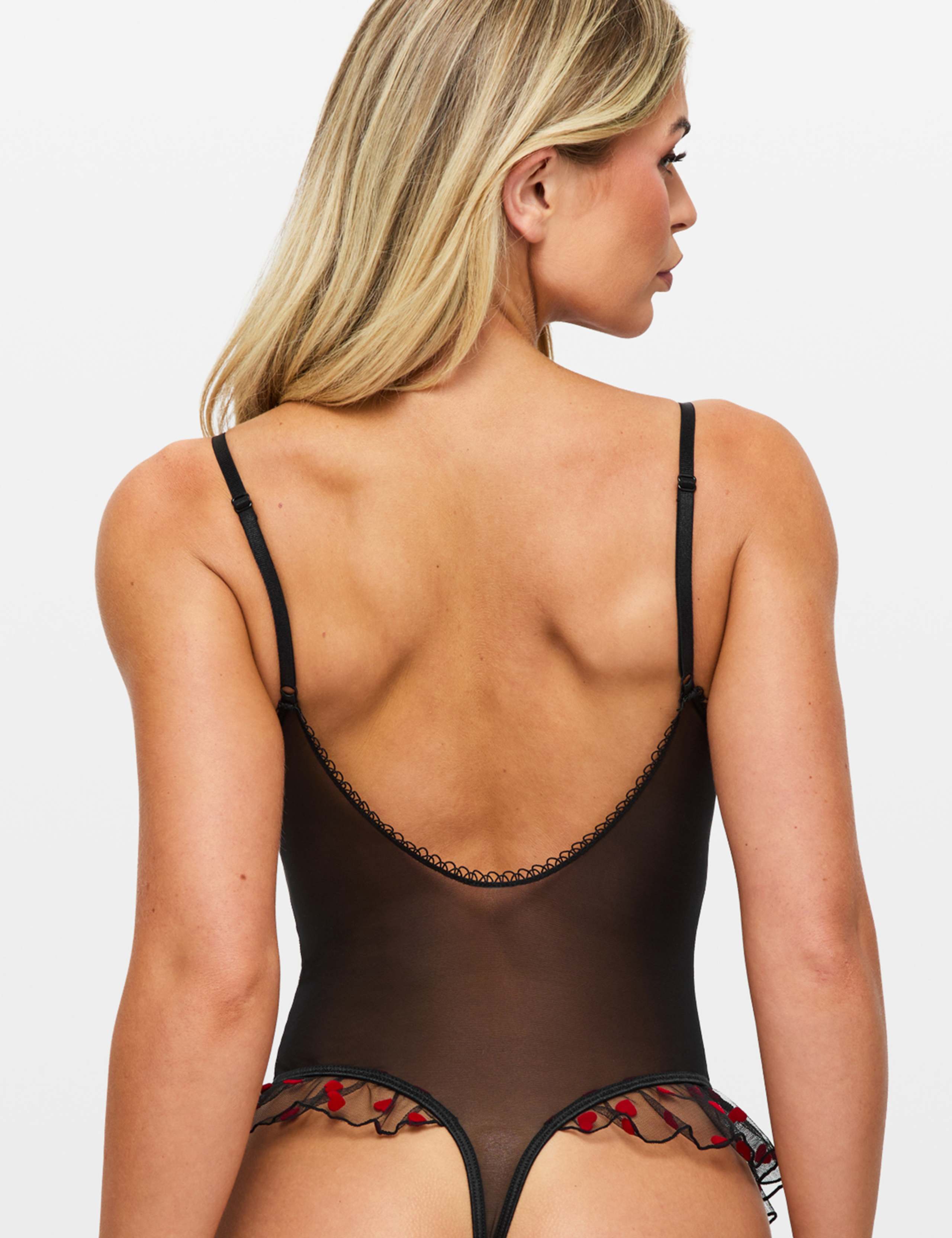 Heart Print Crotchless Teddy 4 of 6