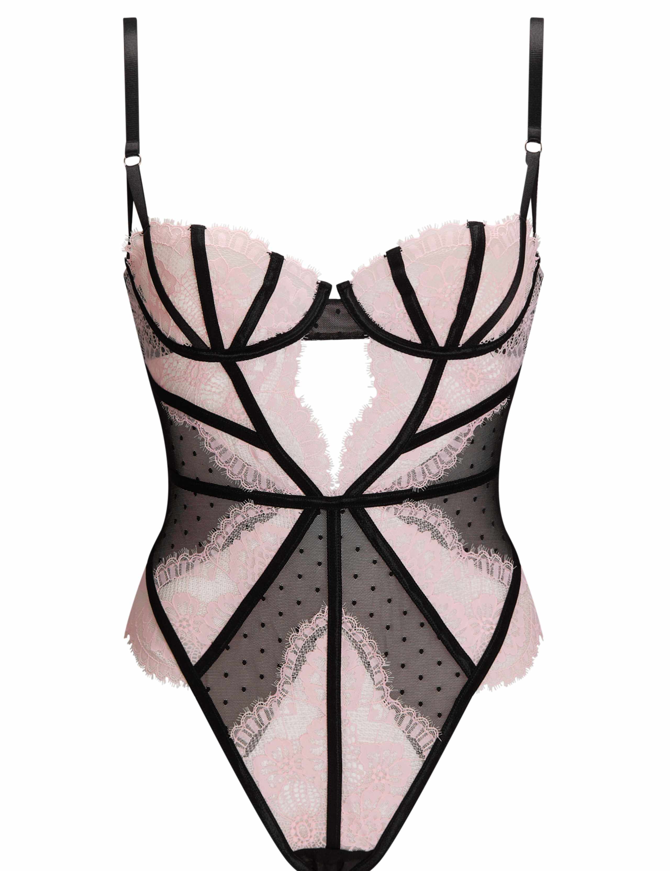 Lace Spot Print Crotchless Body 2 of 5