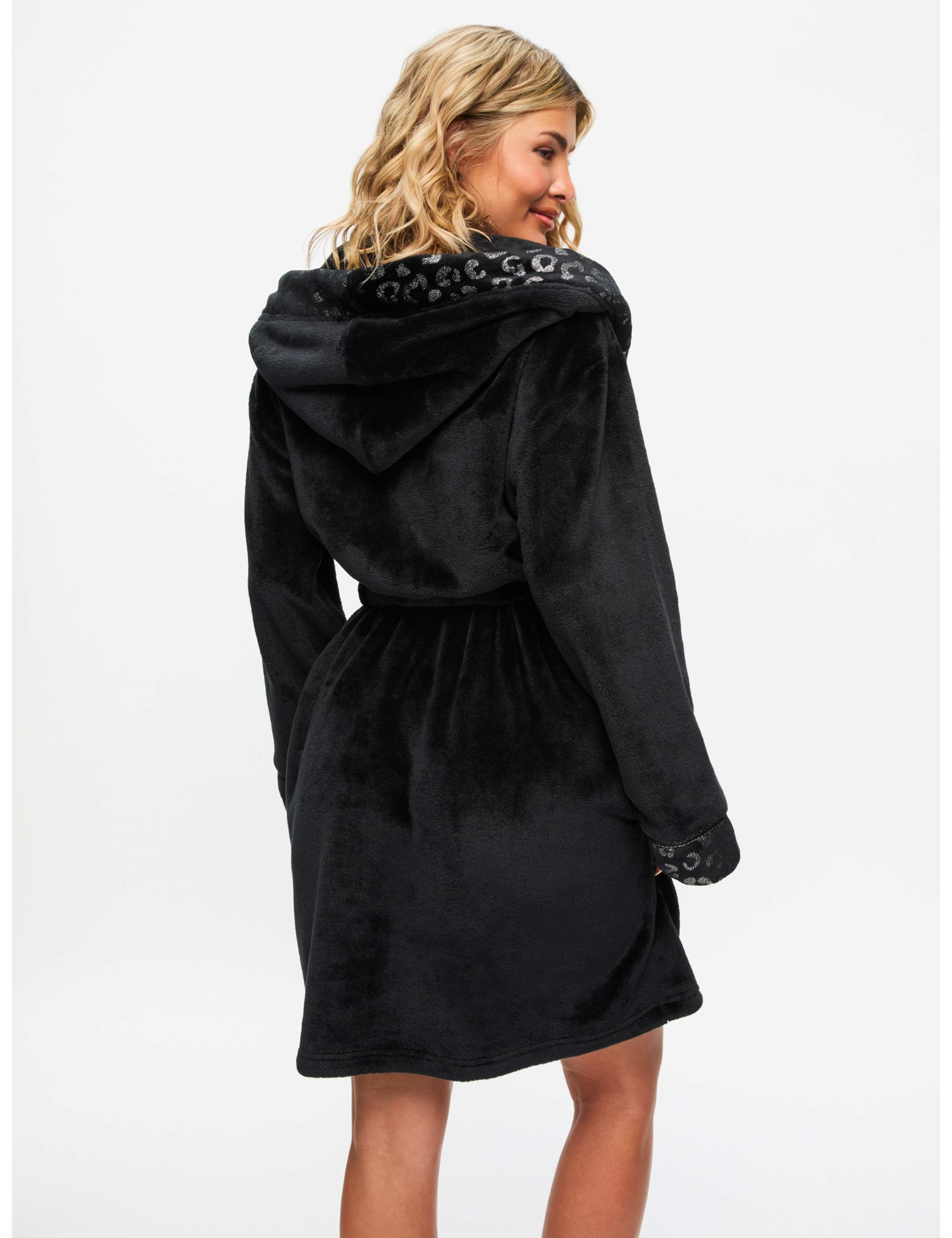 Fleece Sparkle Animal Print Hooded Robe 5 of 5
