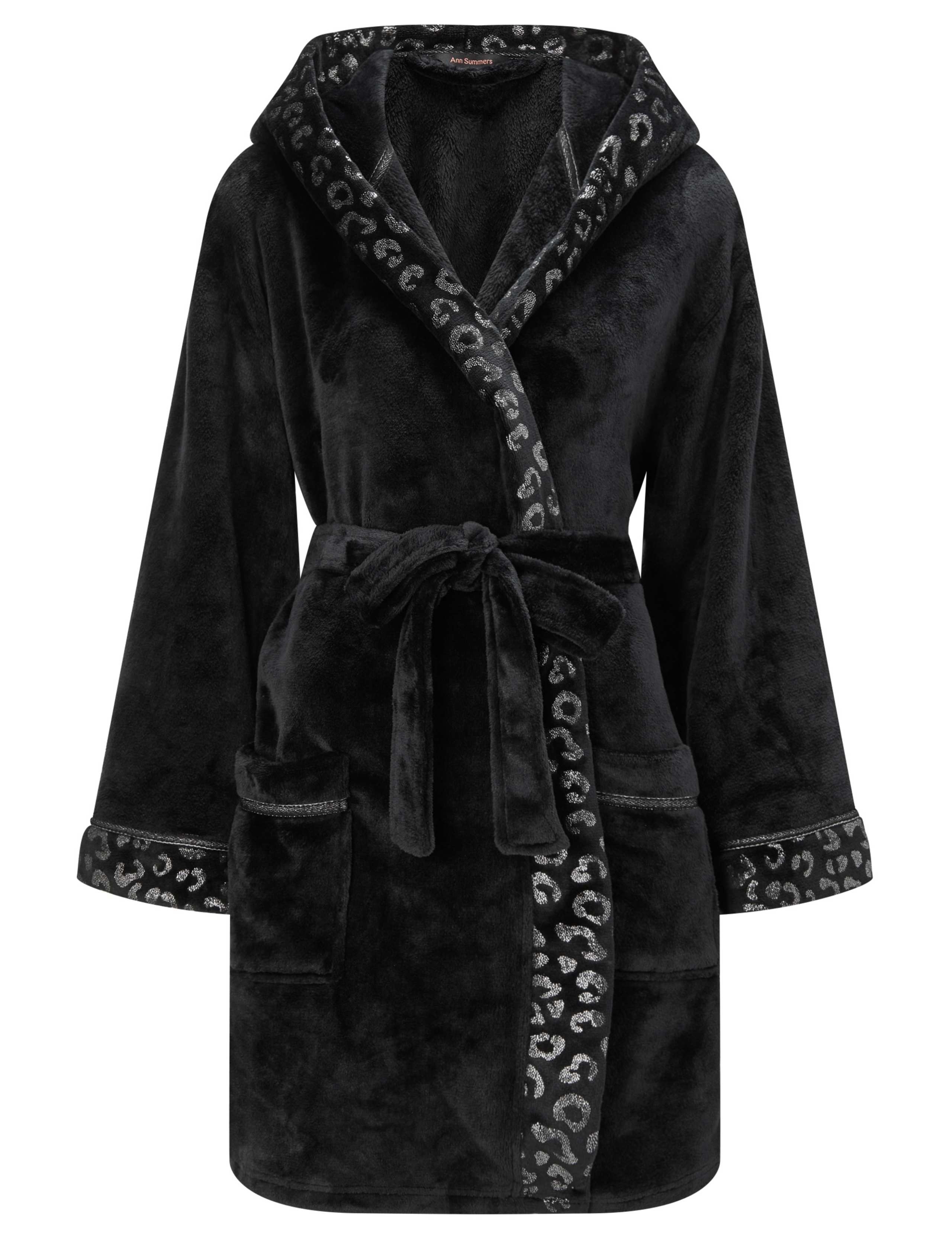 Fleece Sparkle Animal Print Hooded Robe 2 of 5