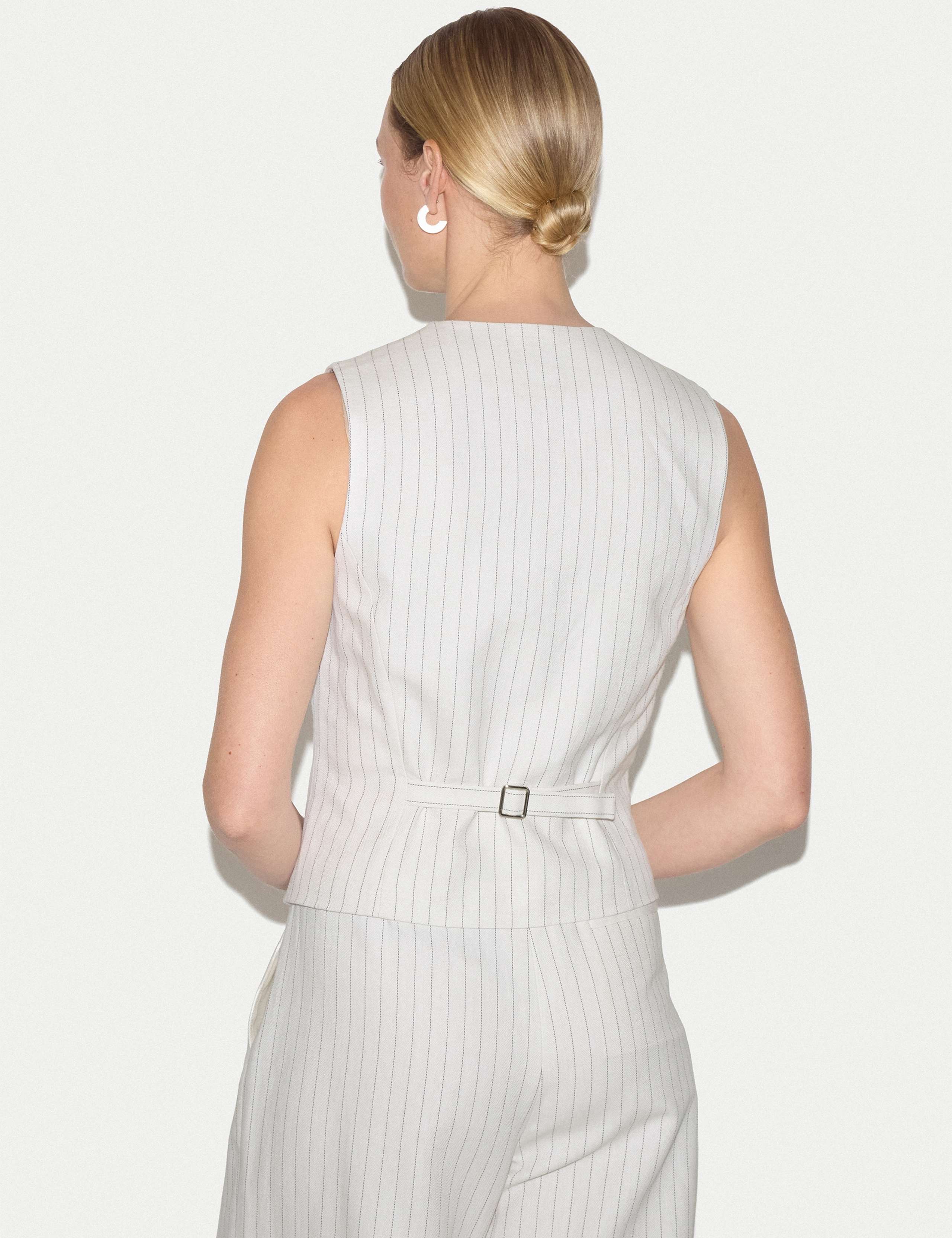 Cotton Linen Blend Striped Waistcoat 3 of 7