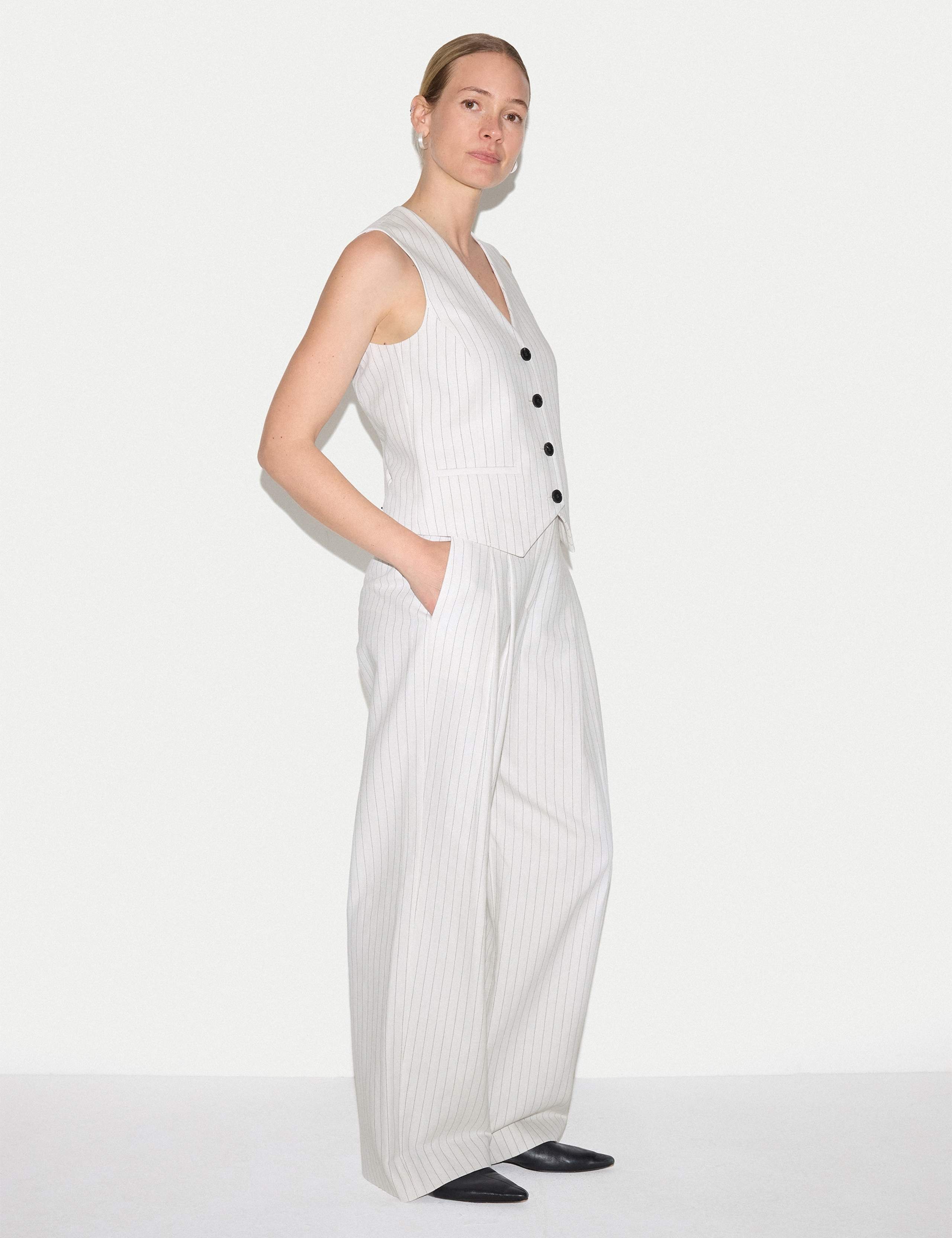 Cotton Linen Blend Striped Waistcoat 4 of 7