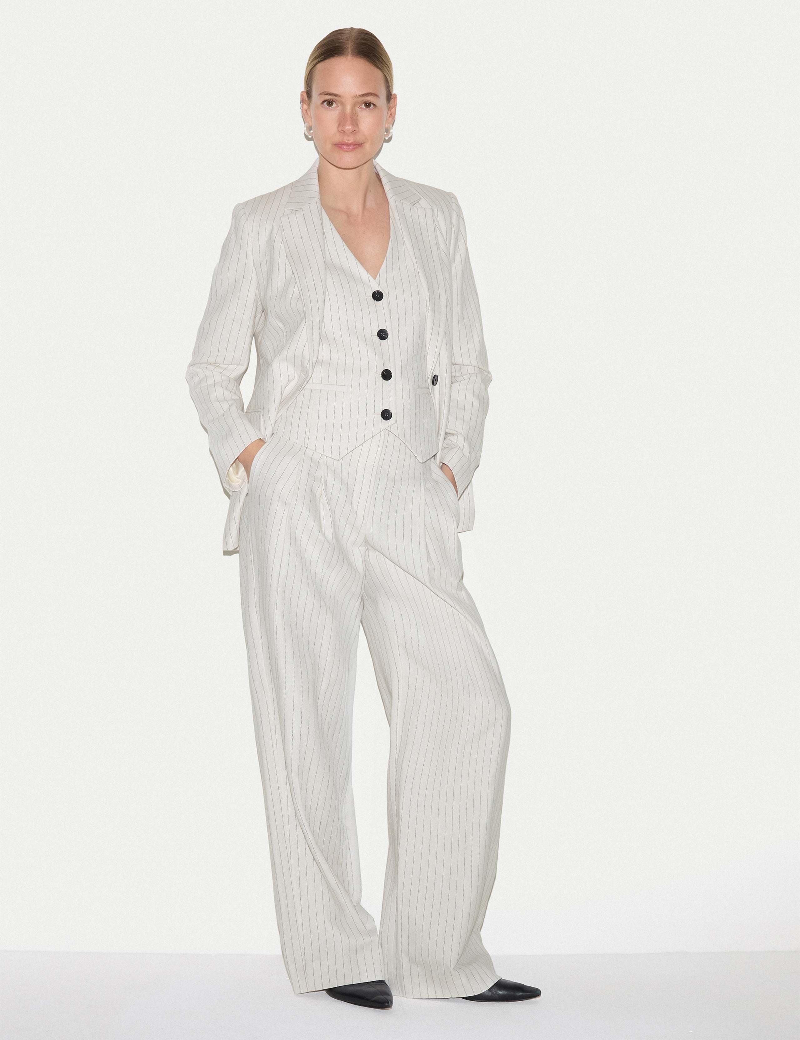 Cotton Linen Blend Striped Waistcoat 7 of 7