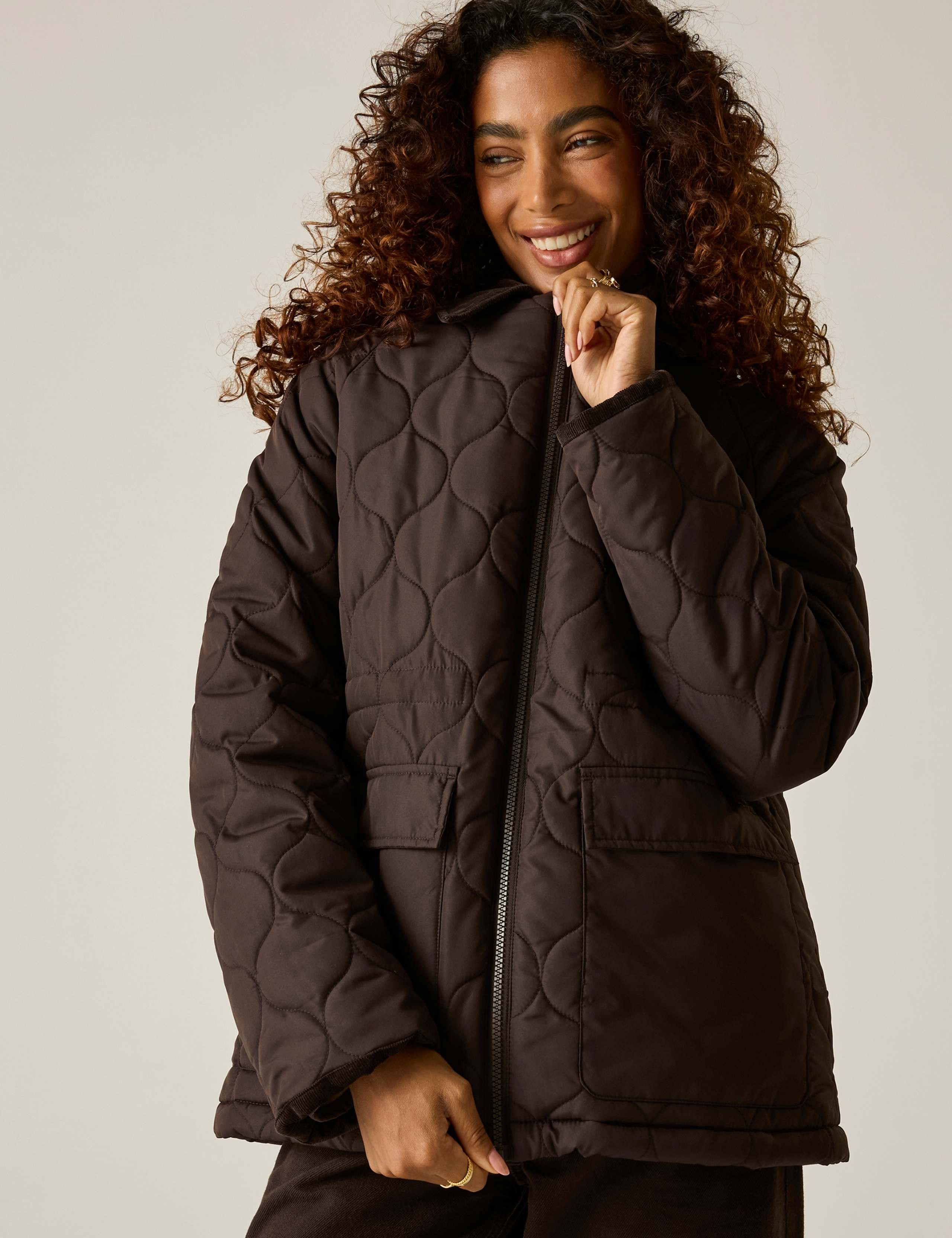 Amira Quilted Padded Cord Collar Jacket 6 of 8