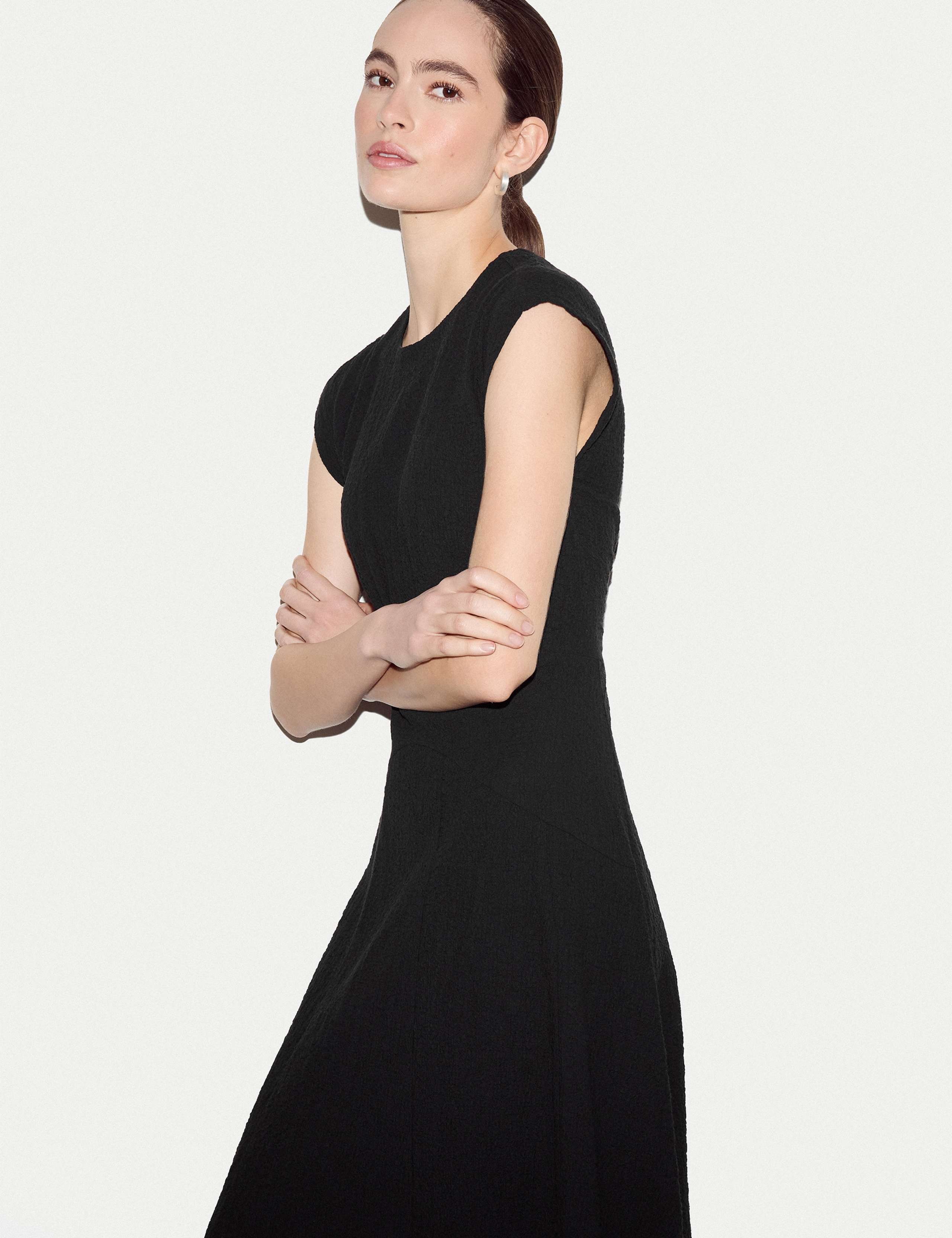 Cotton Rich Textured Midaxi Skater Dress 3 of 6