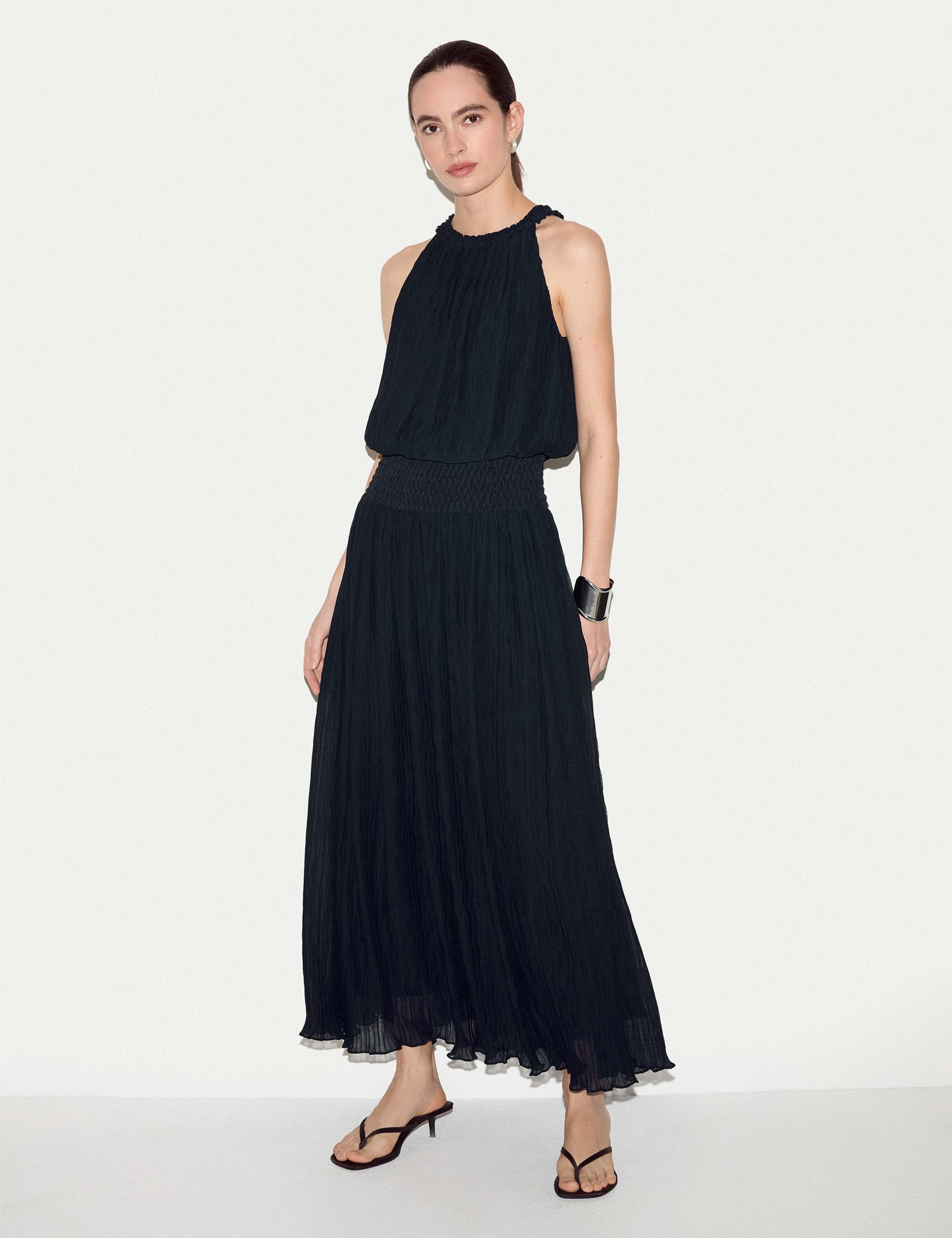 Plisse Crew Neck Midaxi Waisted Dress 5 of 6