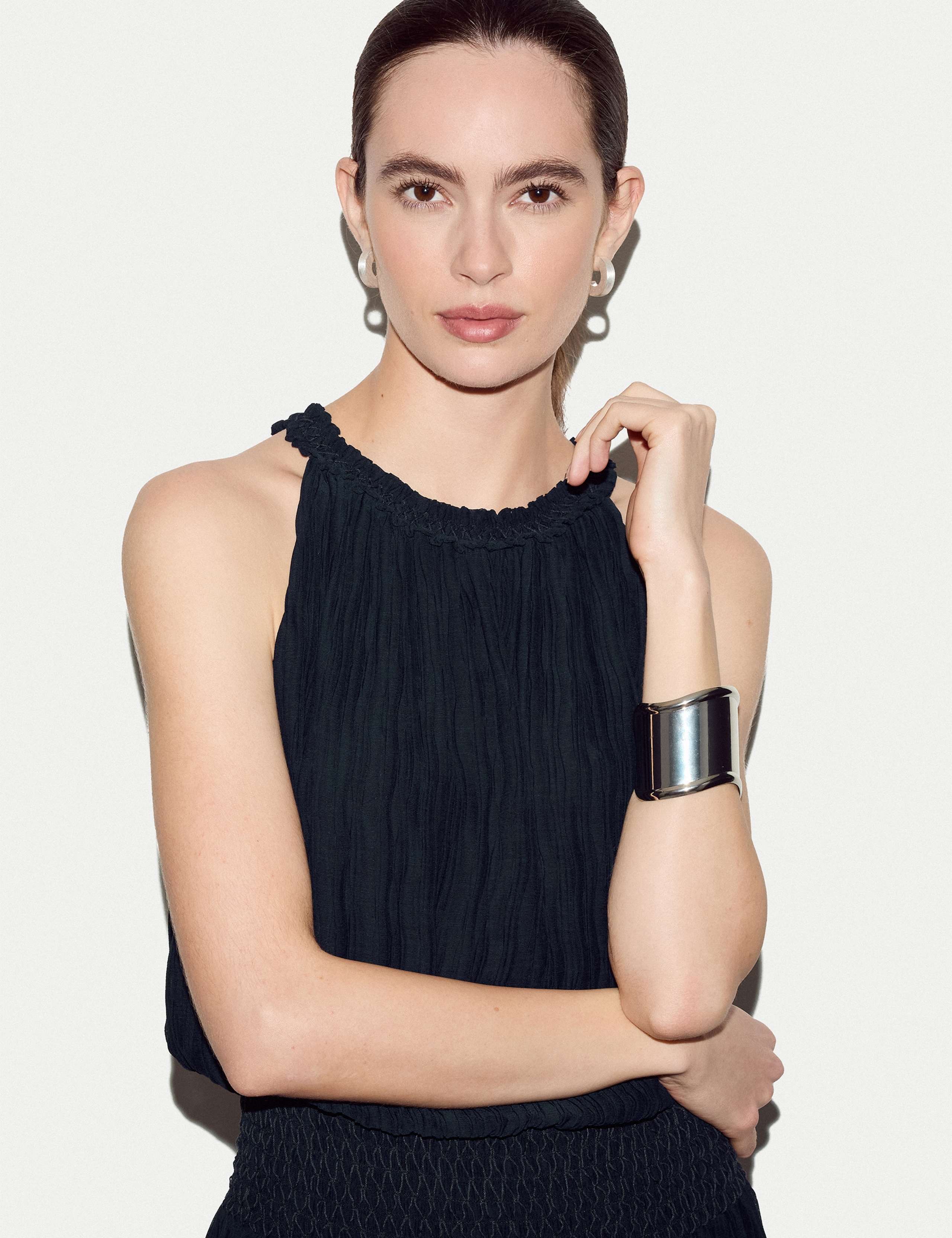 Plisse Crew Neck Midaxi Waisted Dress 6 of 6