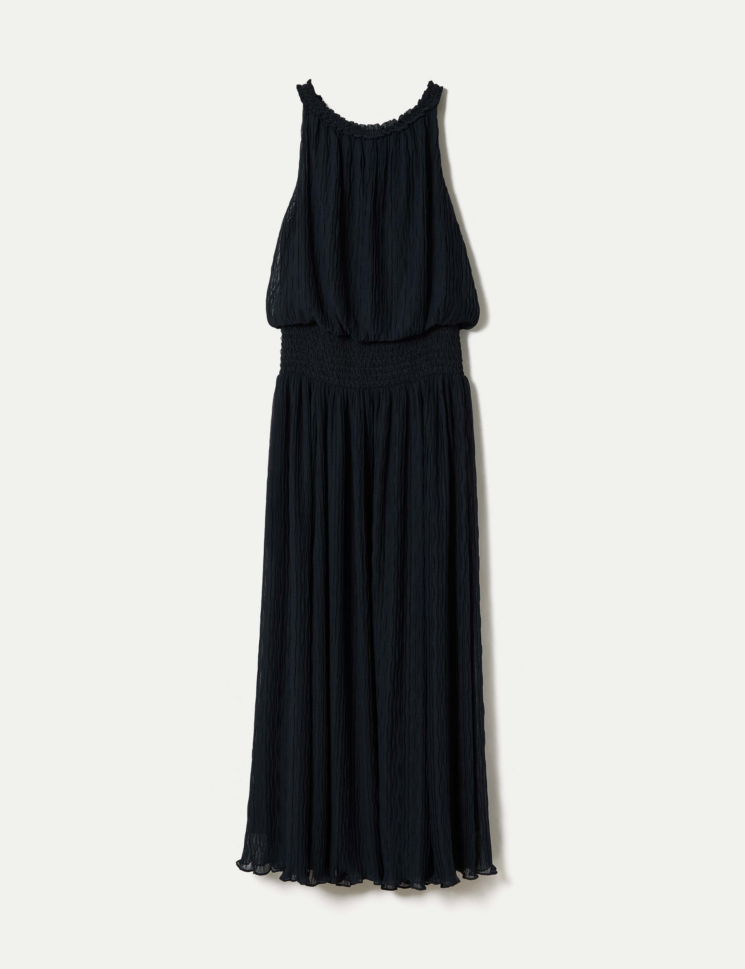 Plisse Crew Neck Midaxi Waisted Dress 2 of 6