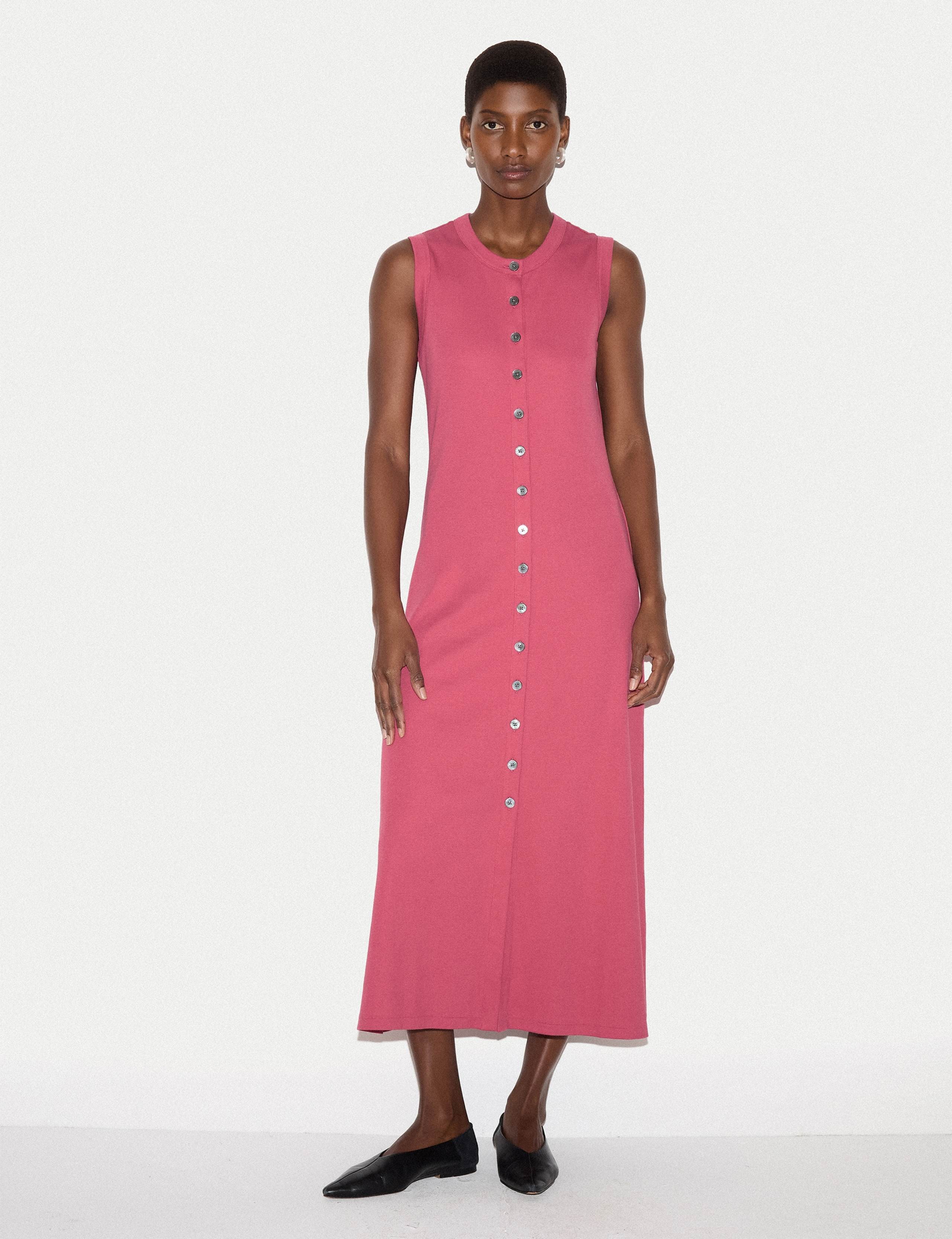 Cotton Rich Ribbed Midi Column Dress 1 of 5