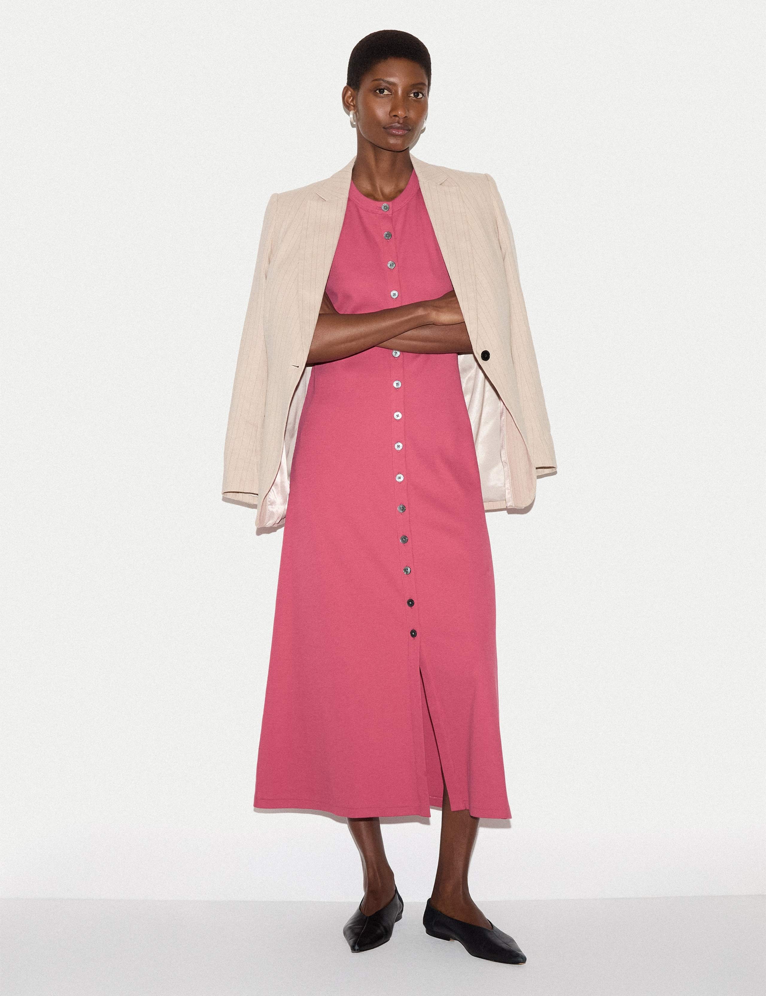 Cotton Rich Ribbed Midi Column Dress 3 of 5