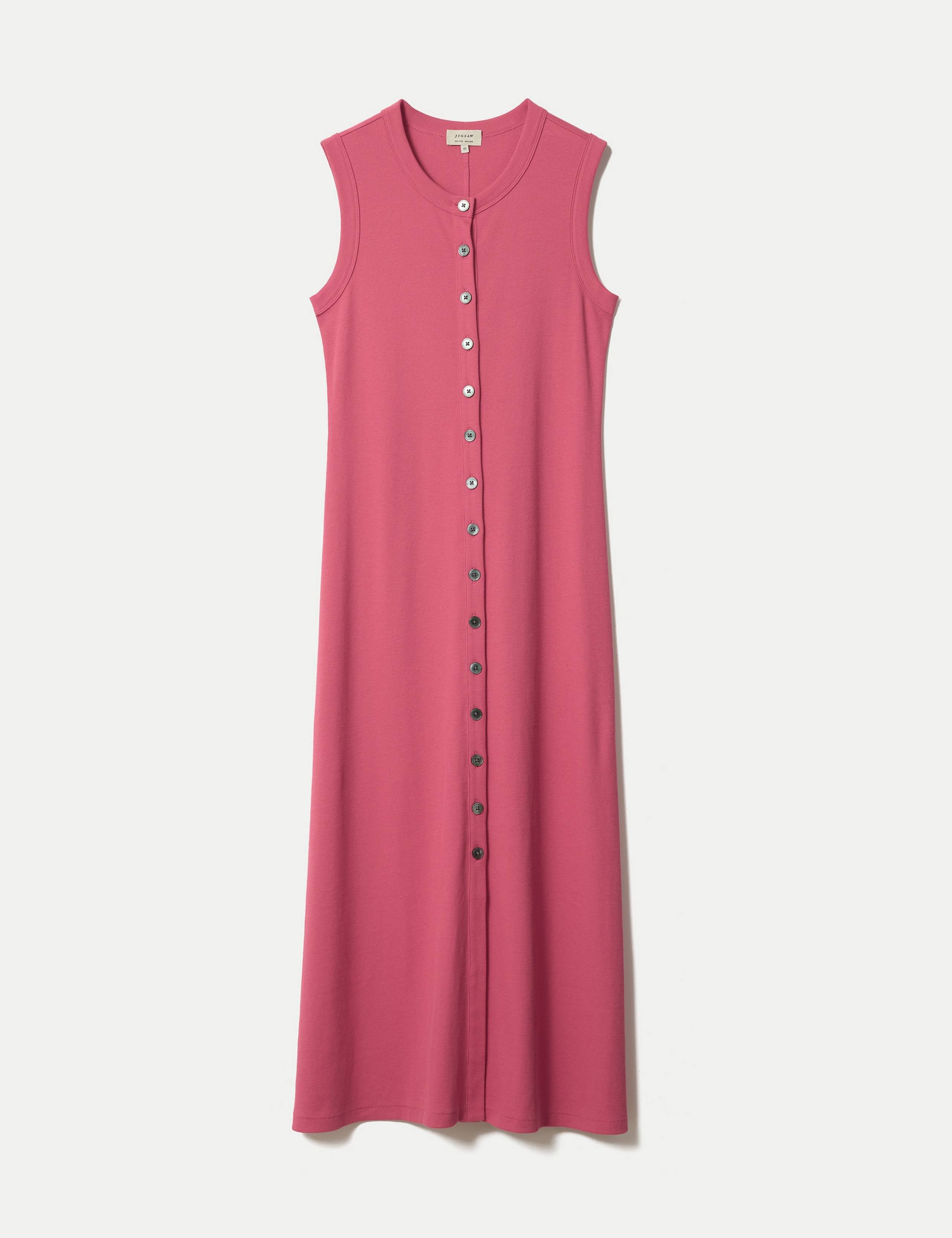 Cotton Rich Ribbed Midi Column Dress 2 of 5