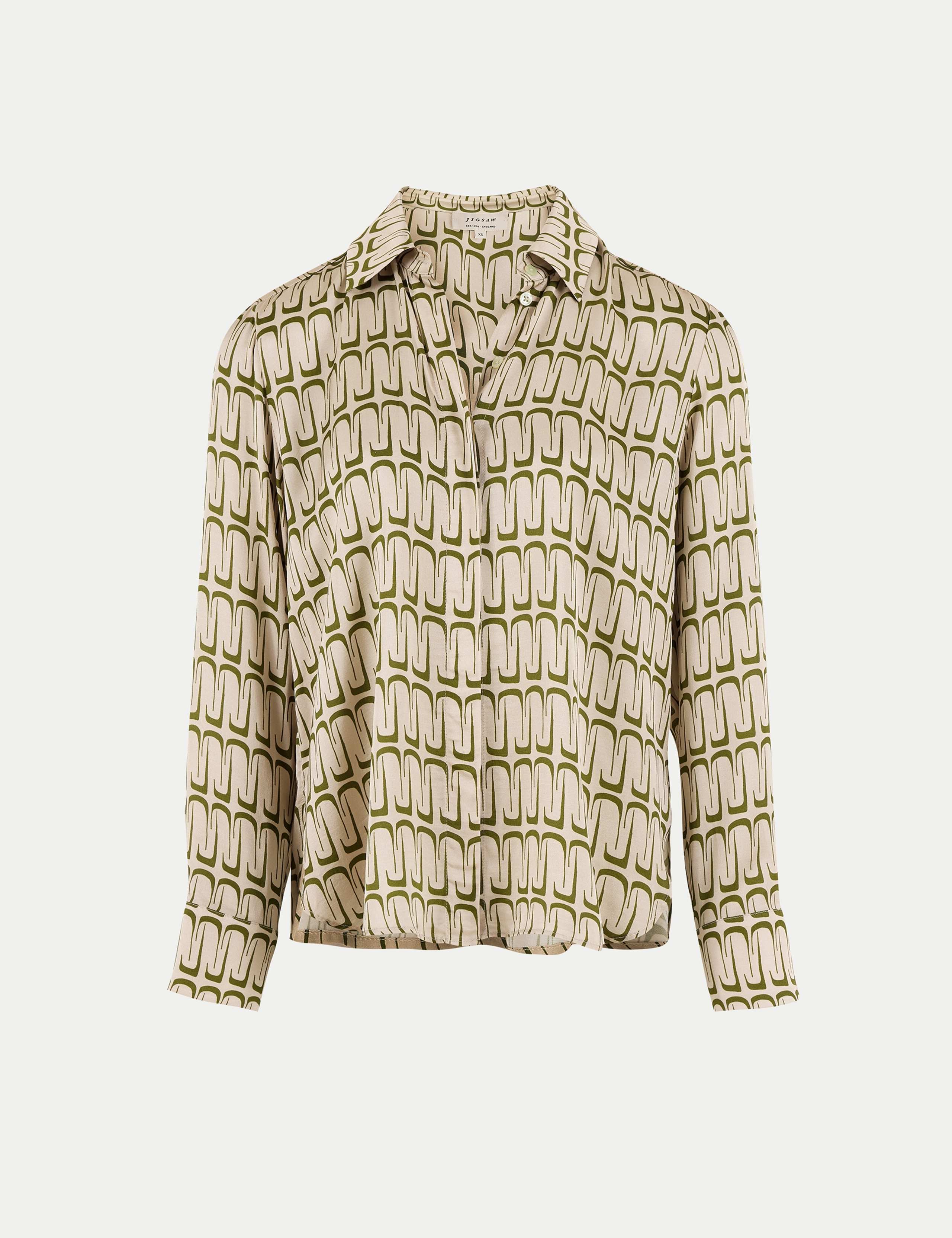 Satin Geometric Relaxed Shirt 2 of 5