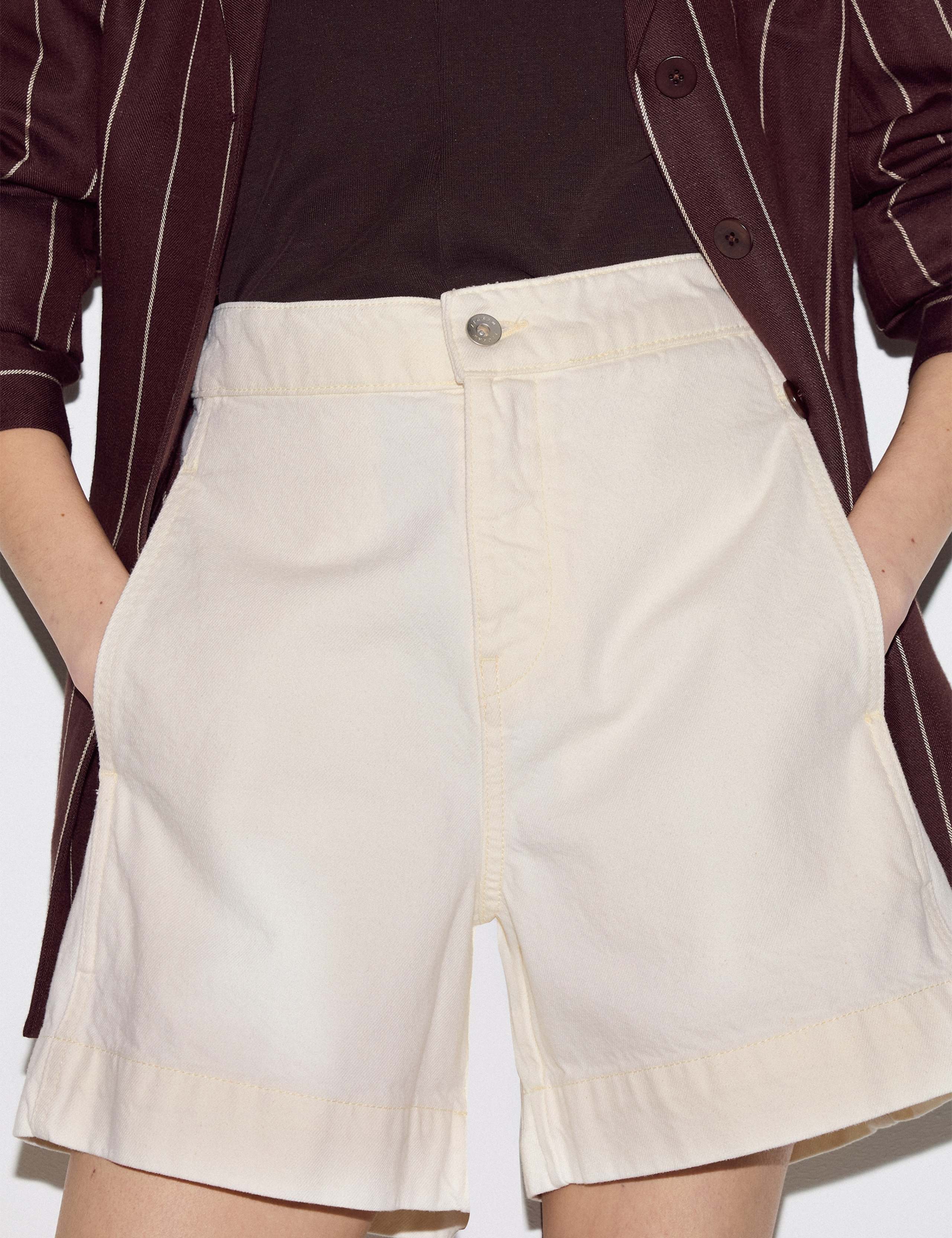 Denim High Waisted Seam Detail Shorts 4 of 5