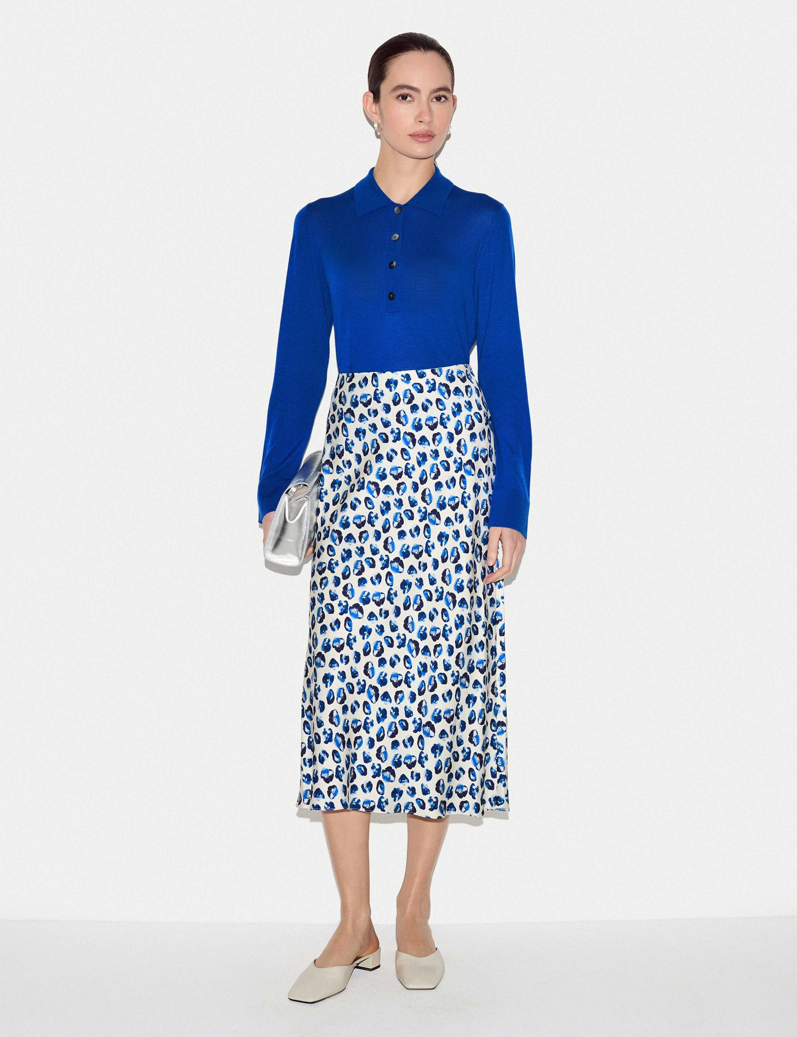 Satin Ditsy Poppy Midi Slip Skirt 1 of 5