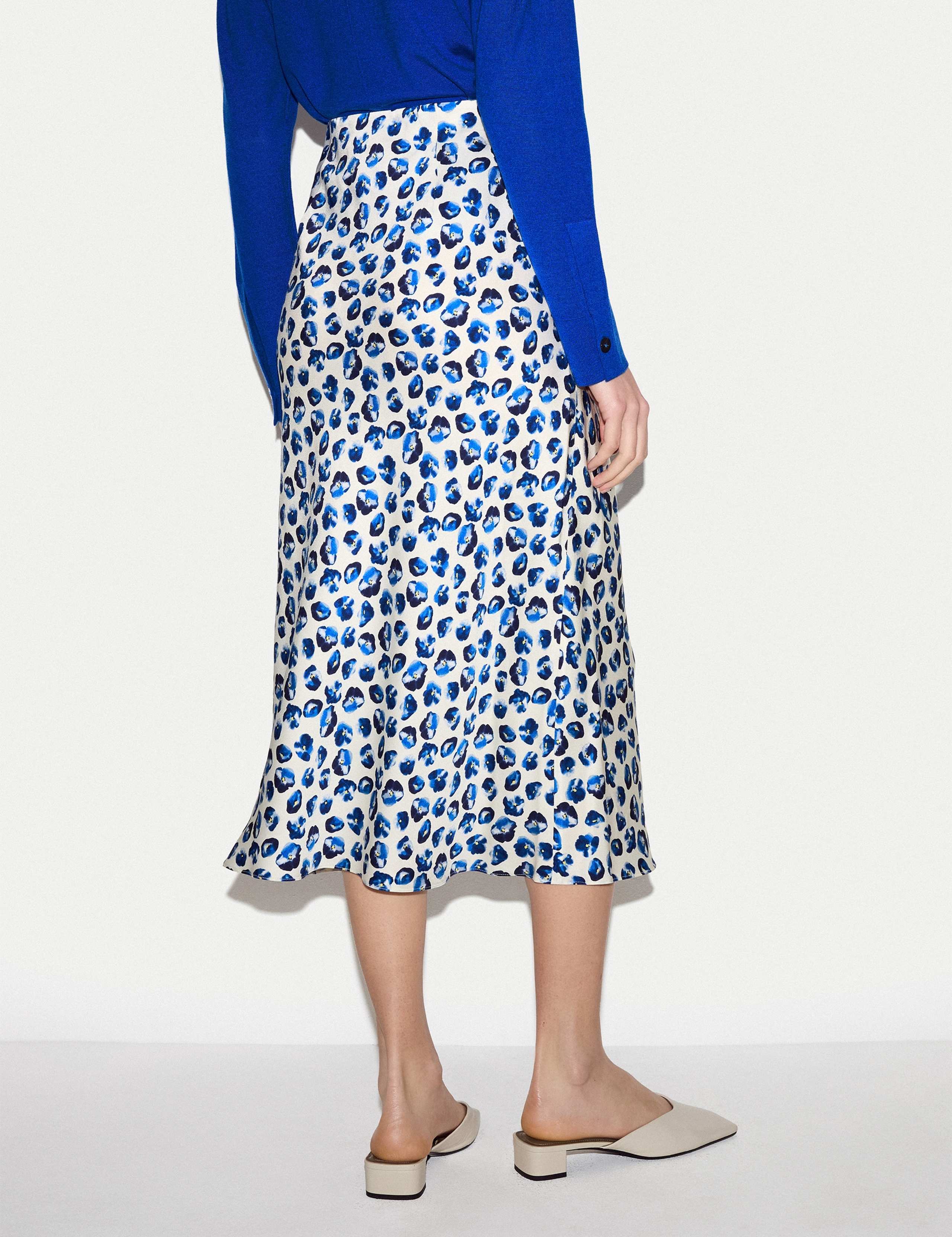 Satin Ditsy Poppy Midi Slip Skirt 3 of 5