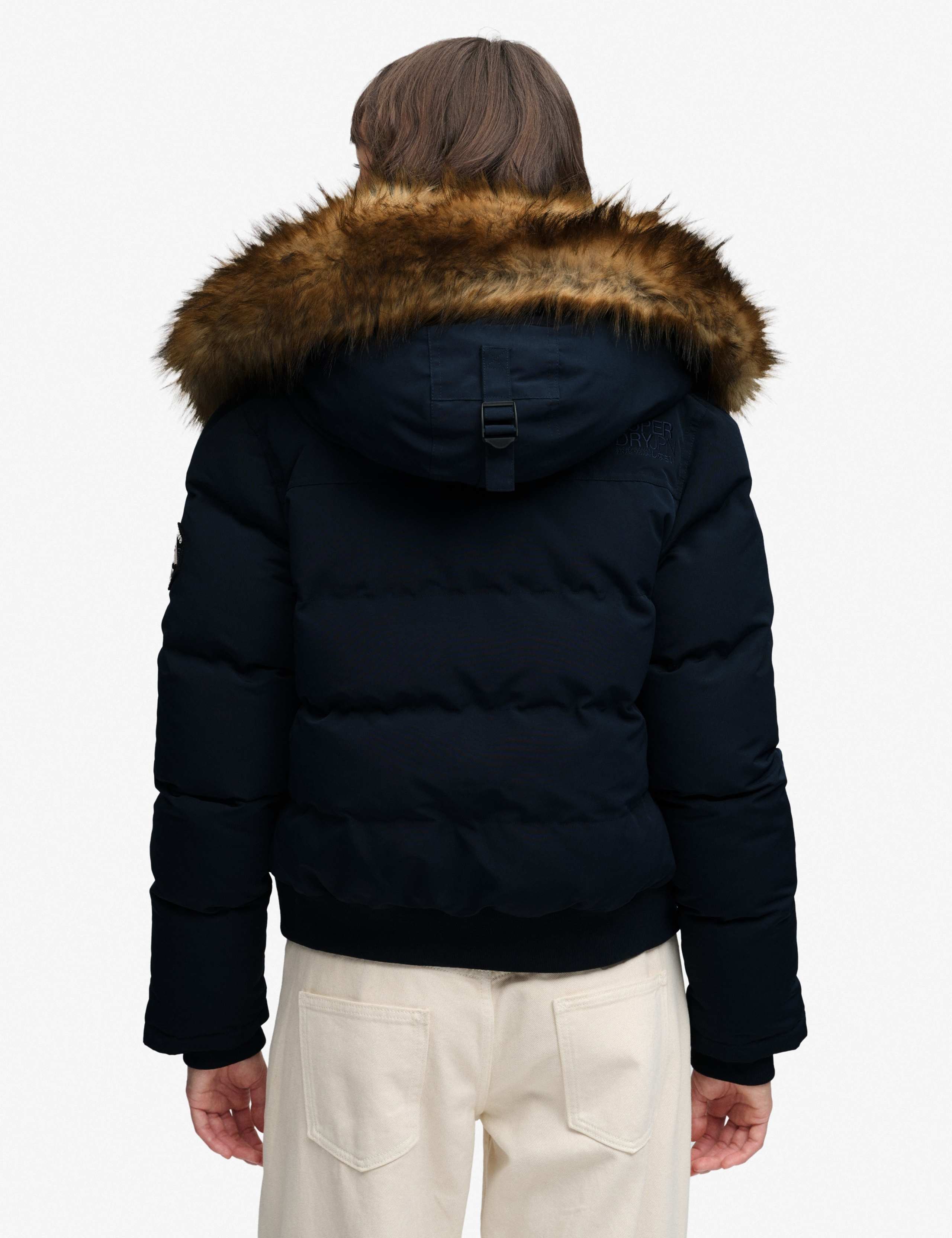 Hooded Faux Fur Trim High Neck Bomber Jacket 4 of 8