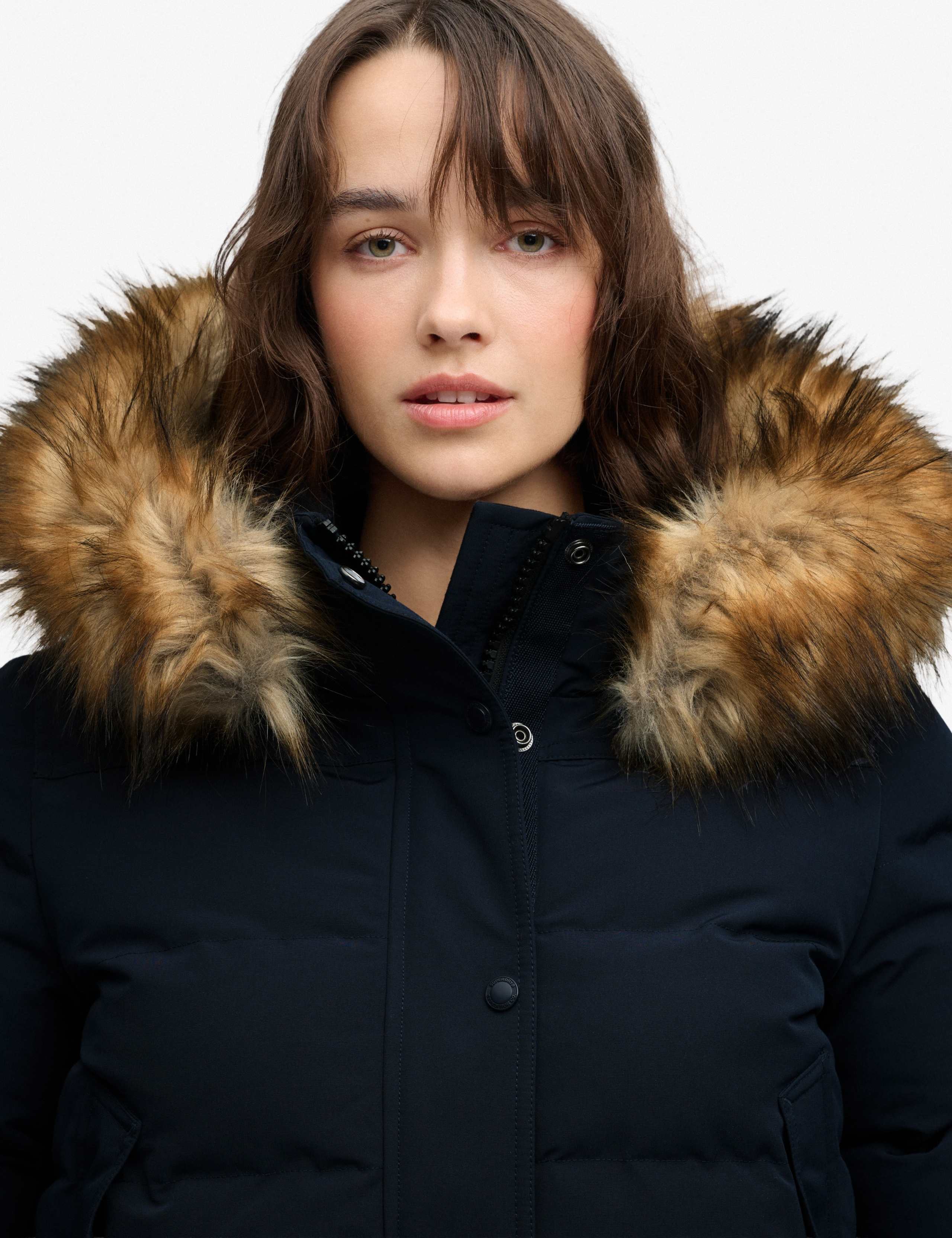 Hooded Faux Fur Trim High Neck Bomber Jacket 7 of 8