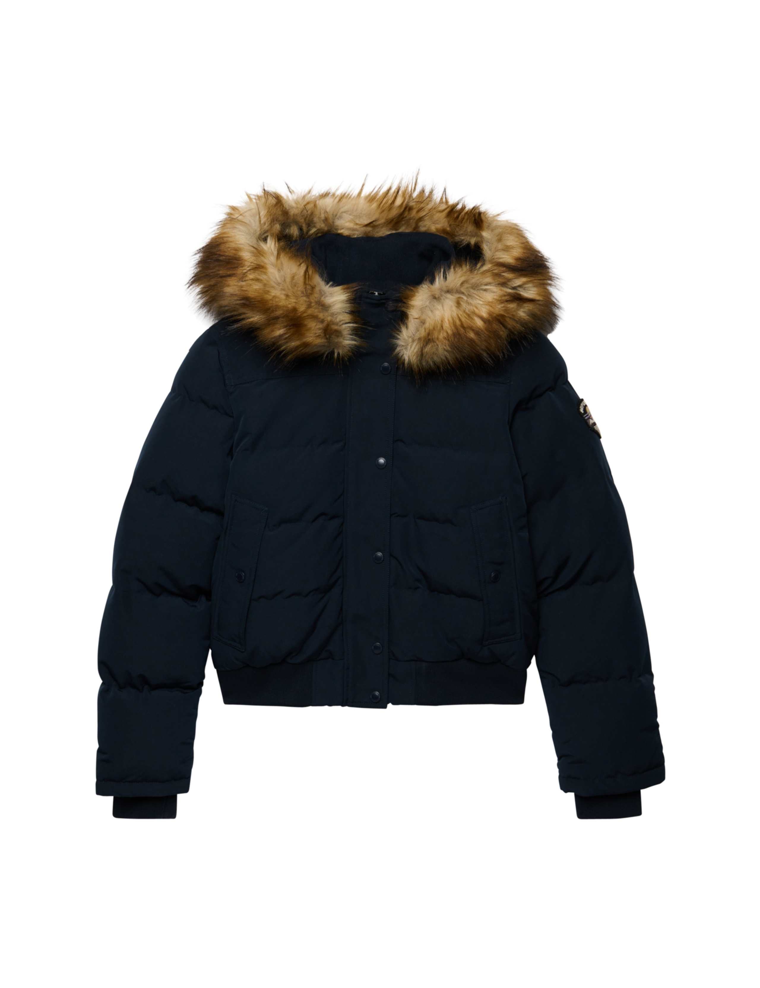Hooded Faux Fur Trim High Neck Bomber Jacket 2 of 8