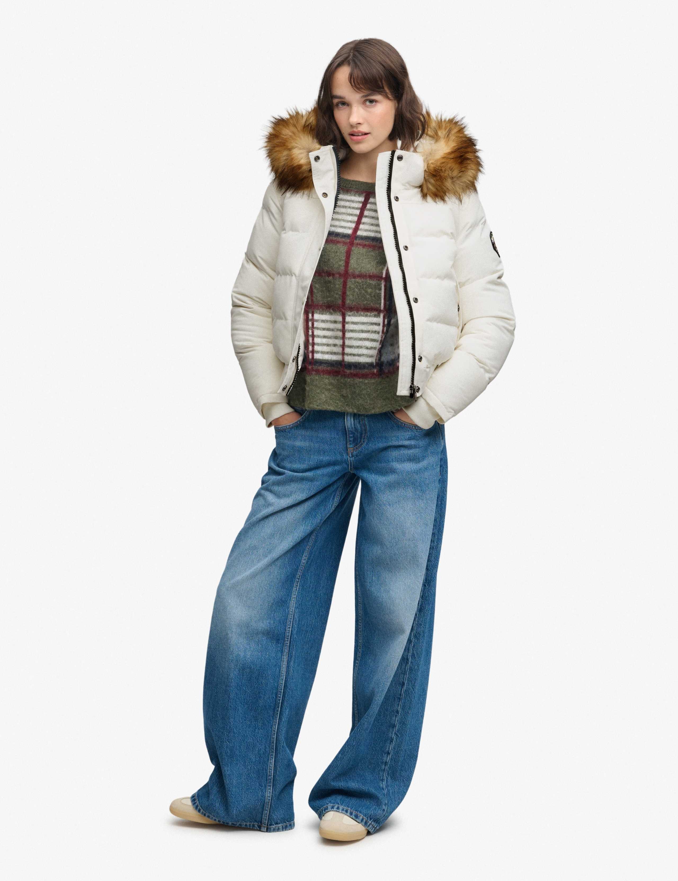 Hooded Faux Fur Trim High Neck Bomber Jacket 3 of 8