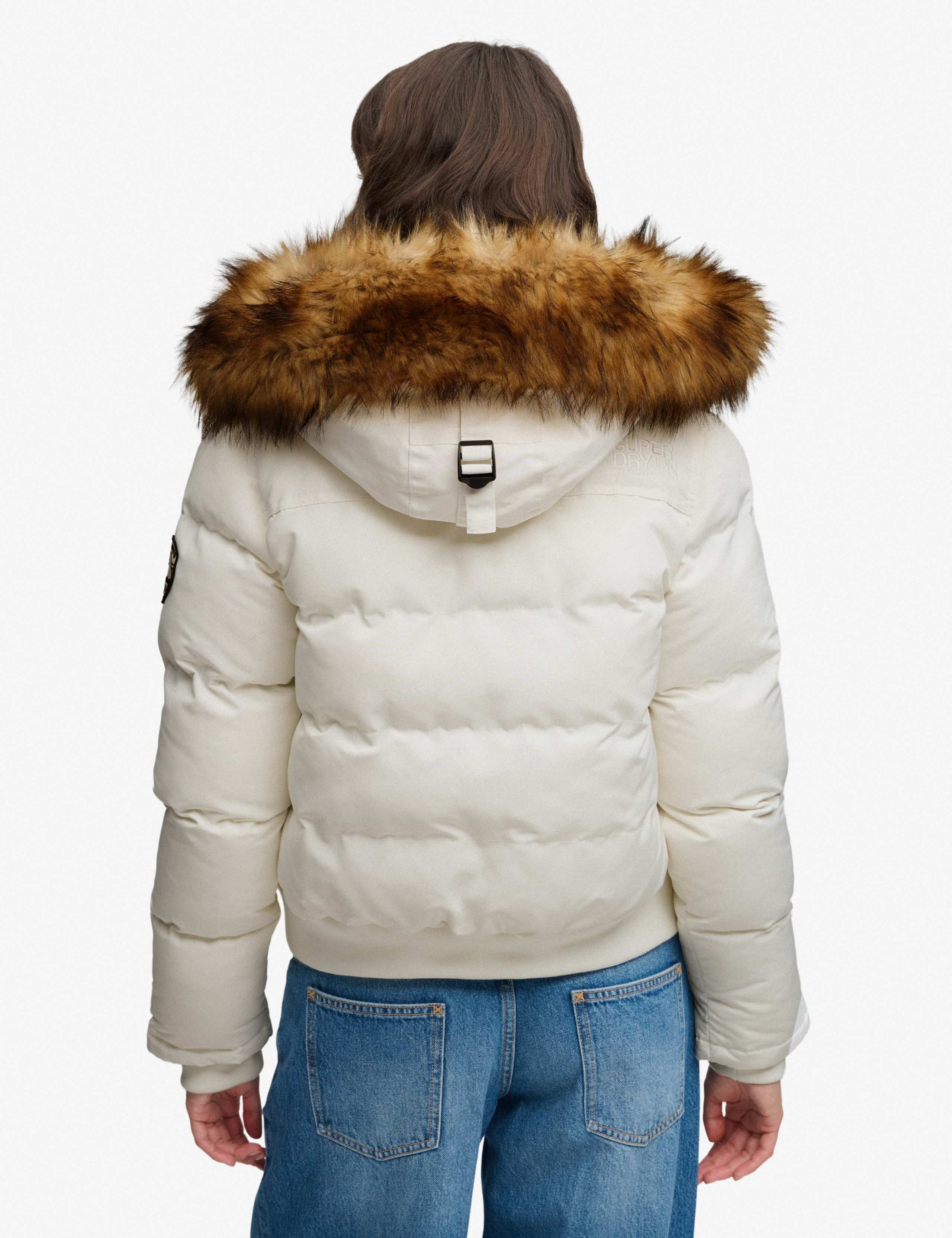 Hooded Faux Fur Trim High Neck Bomber Jacket 4 of 8