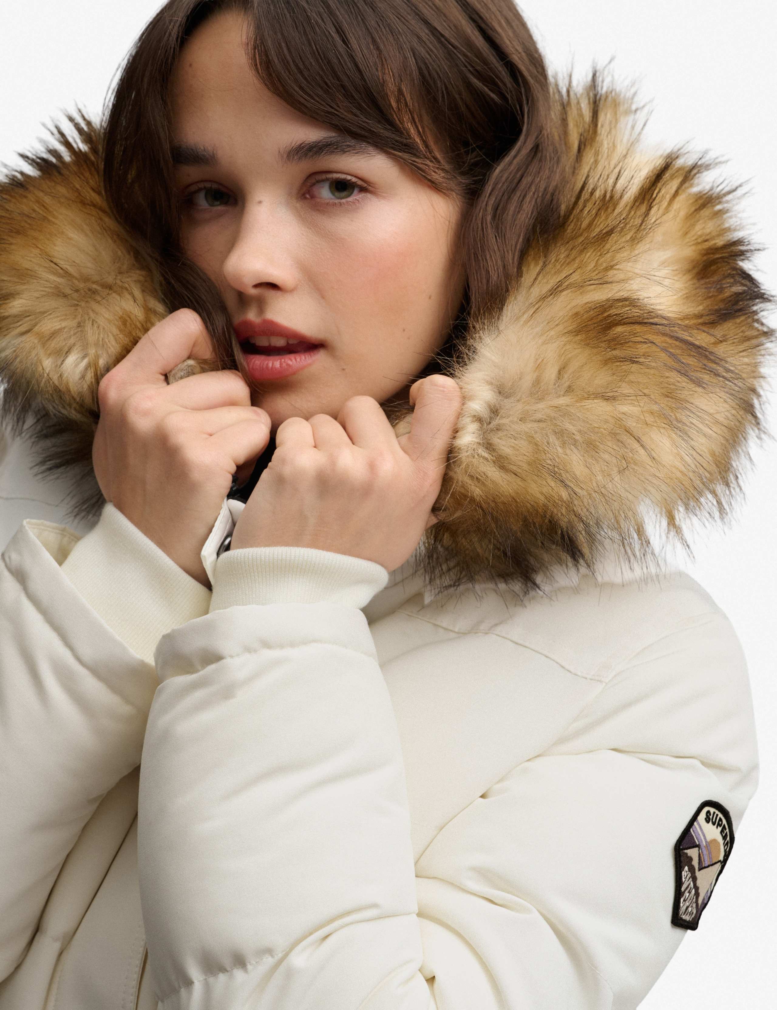 Hooded Faux Fur Trim High Neck Bomber Jacket 6 of 8
