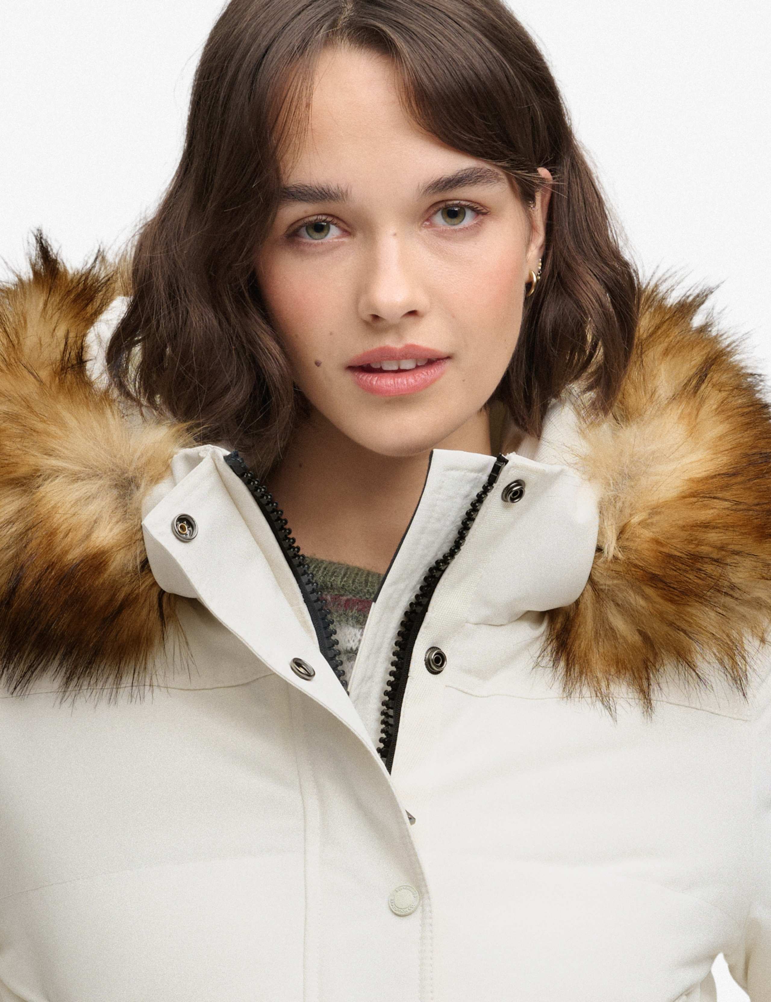 Hooded Faux Fur Trim High Neck Bomber Jacket 7 of 8