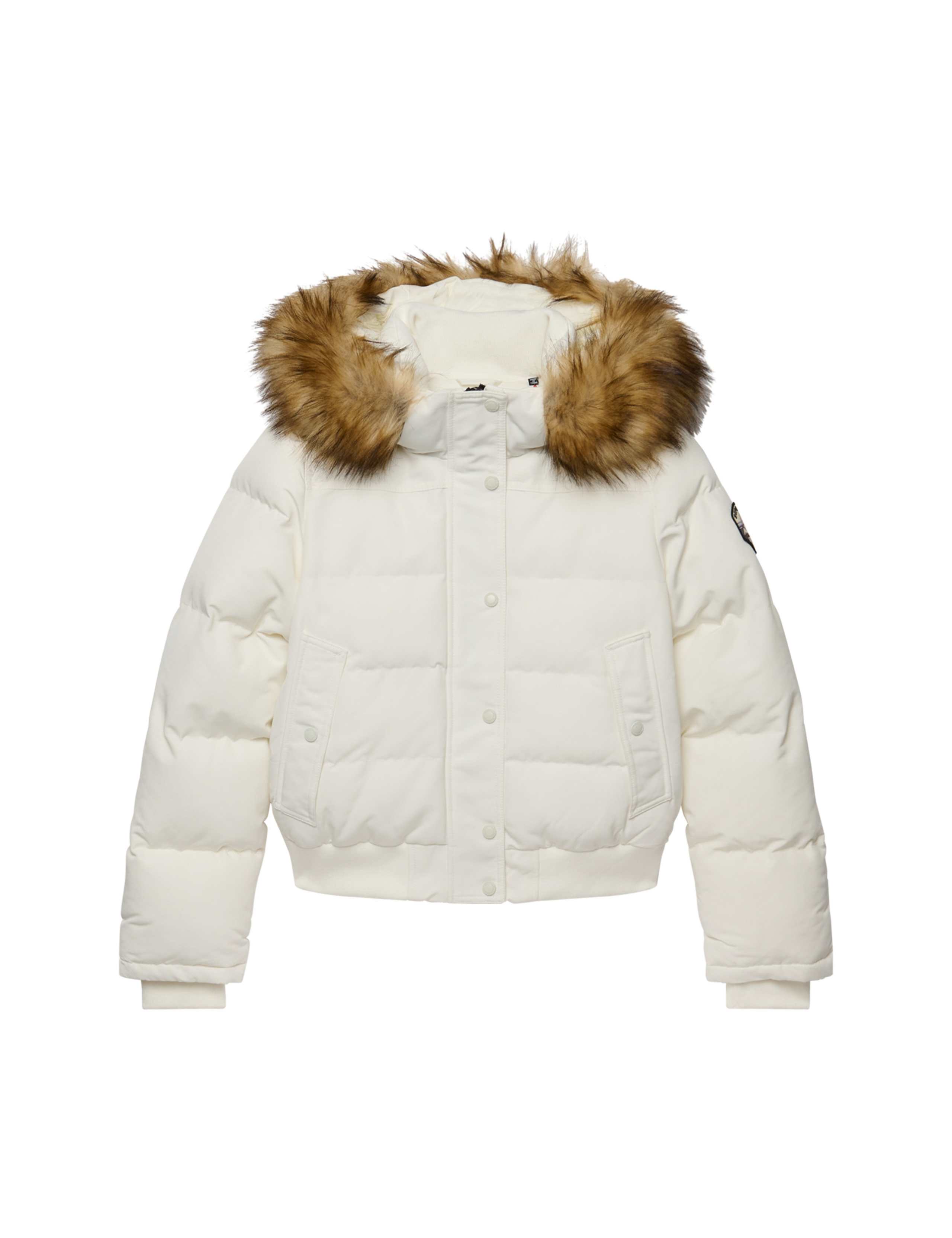 Hooded Faux Fur Trim High Neck Bomber Jacket 2 of 8