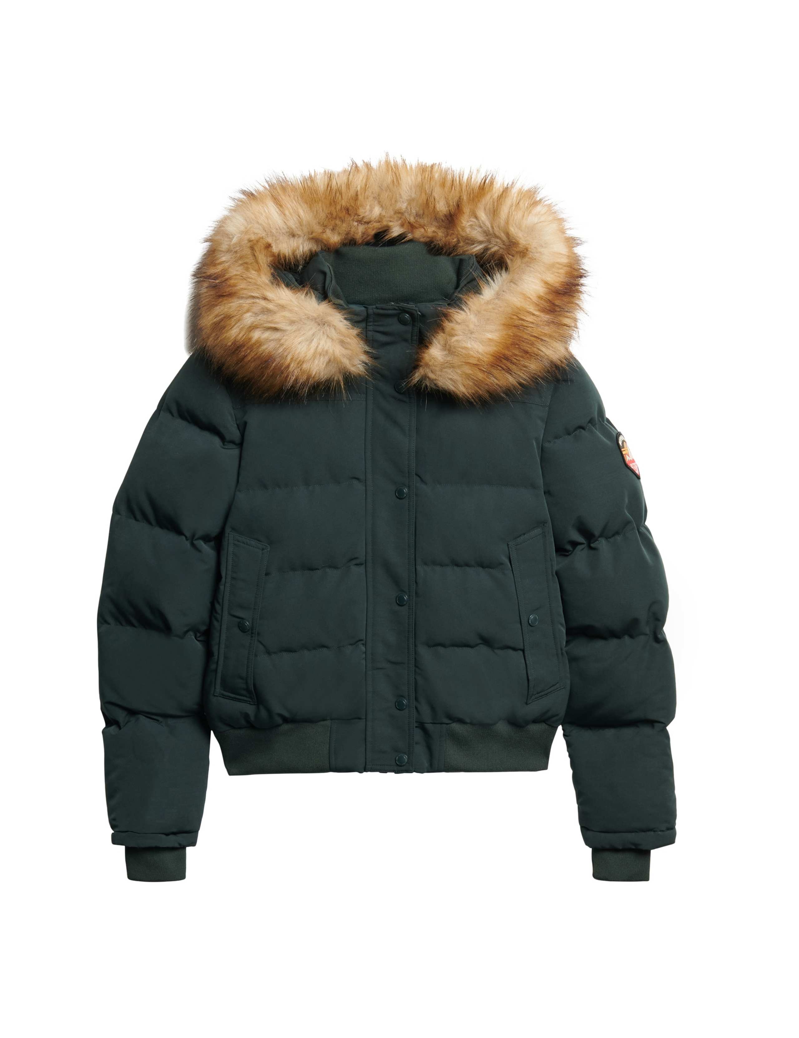 Faux Fur Trim Padded Hooded Bomber Jacket 2 of 6