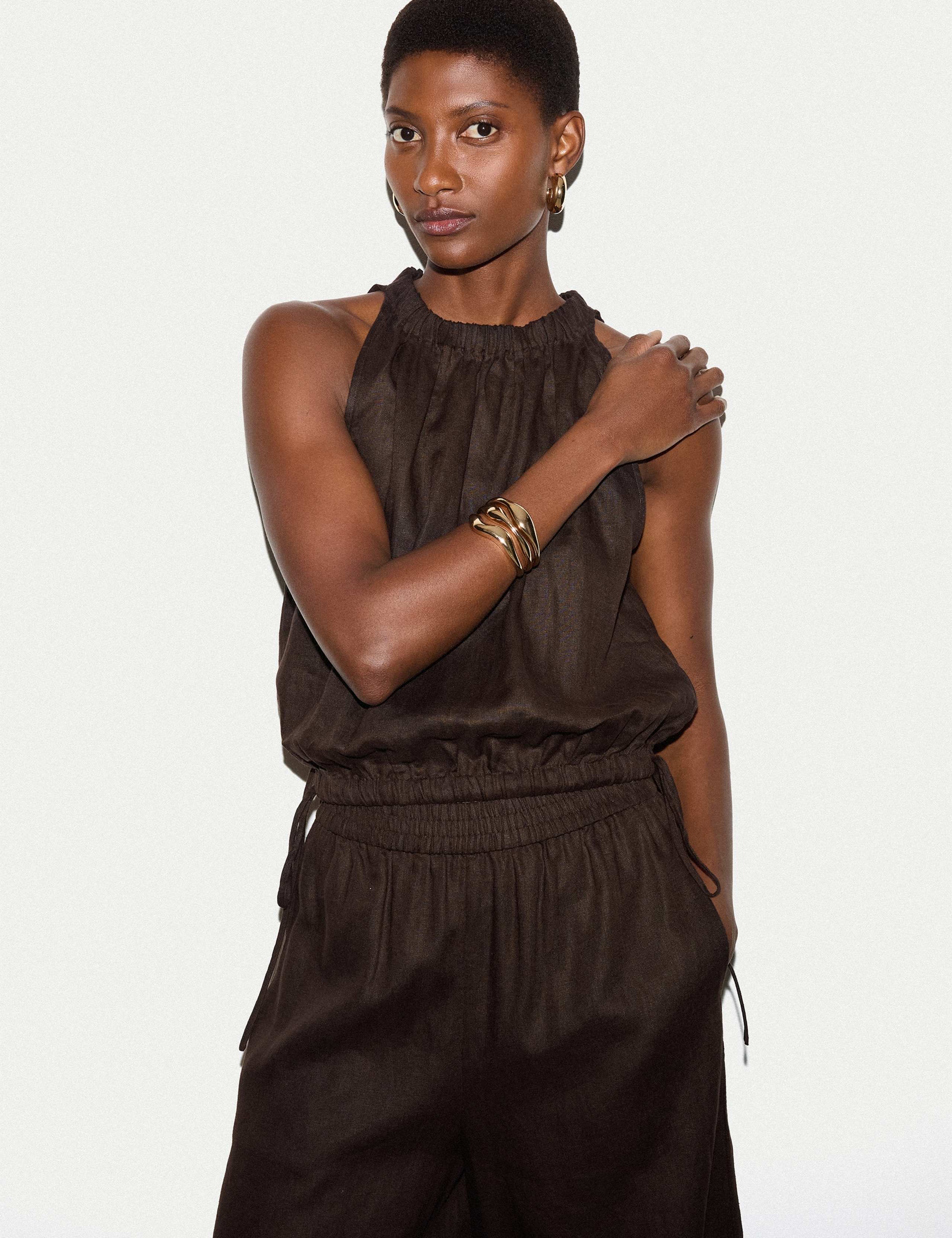 Pure Linen Tie Detail Tank Top 1 of 5