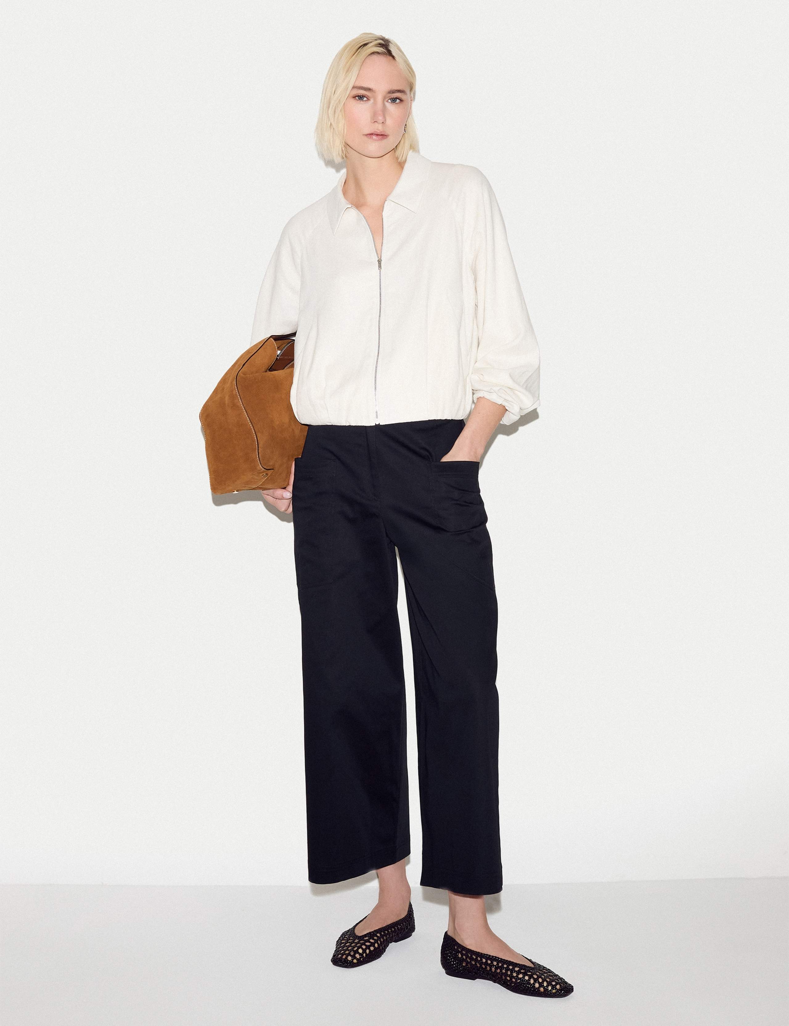 Cotton Rich Tailored Ankle Grazer Trousers 2 of 4
