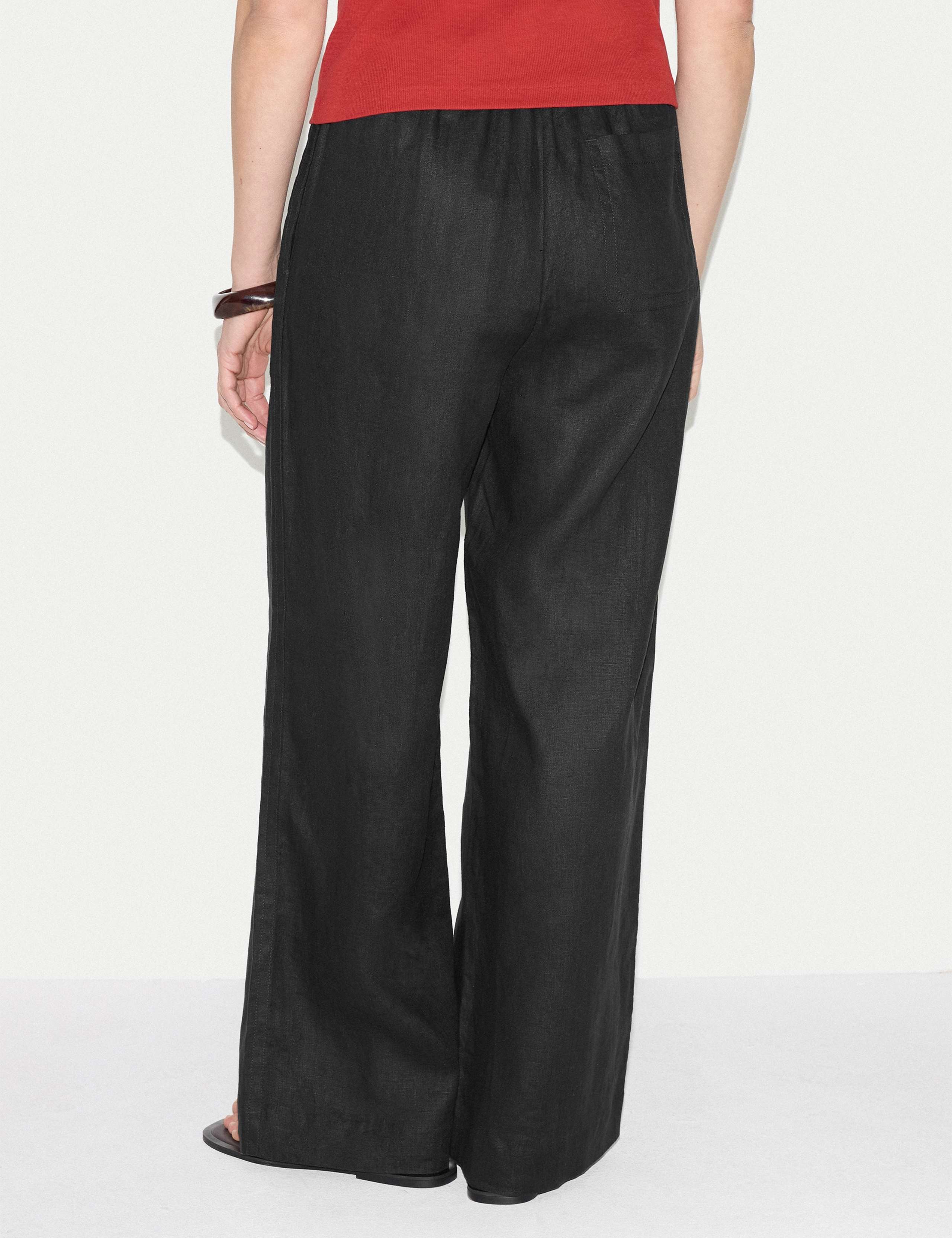 Pure Linen Elasticated Waist Wide Leg Trousers 5 of 5