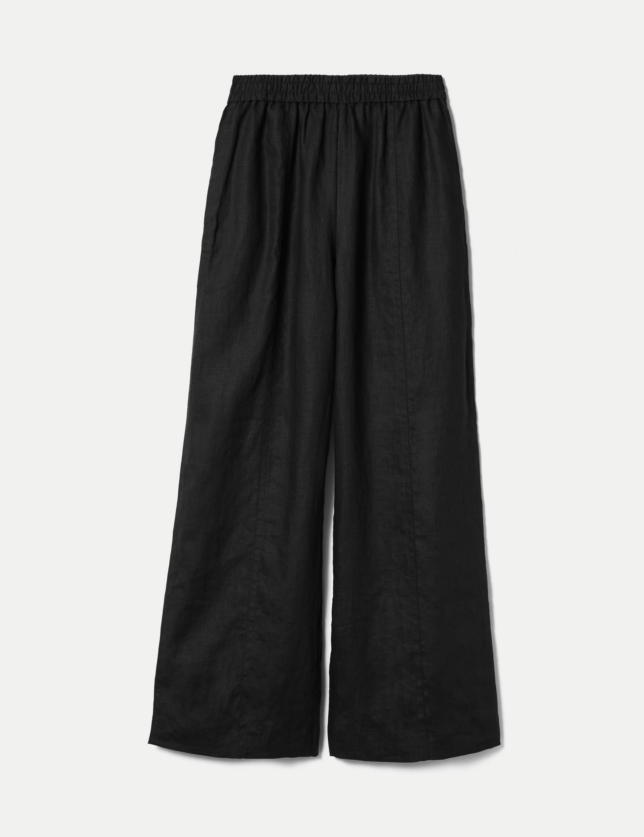 Pure Linen Elasticated Waist Wide Leg Trousers 2 of 5