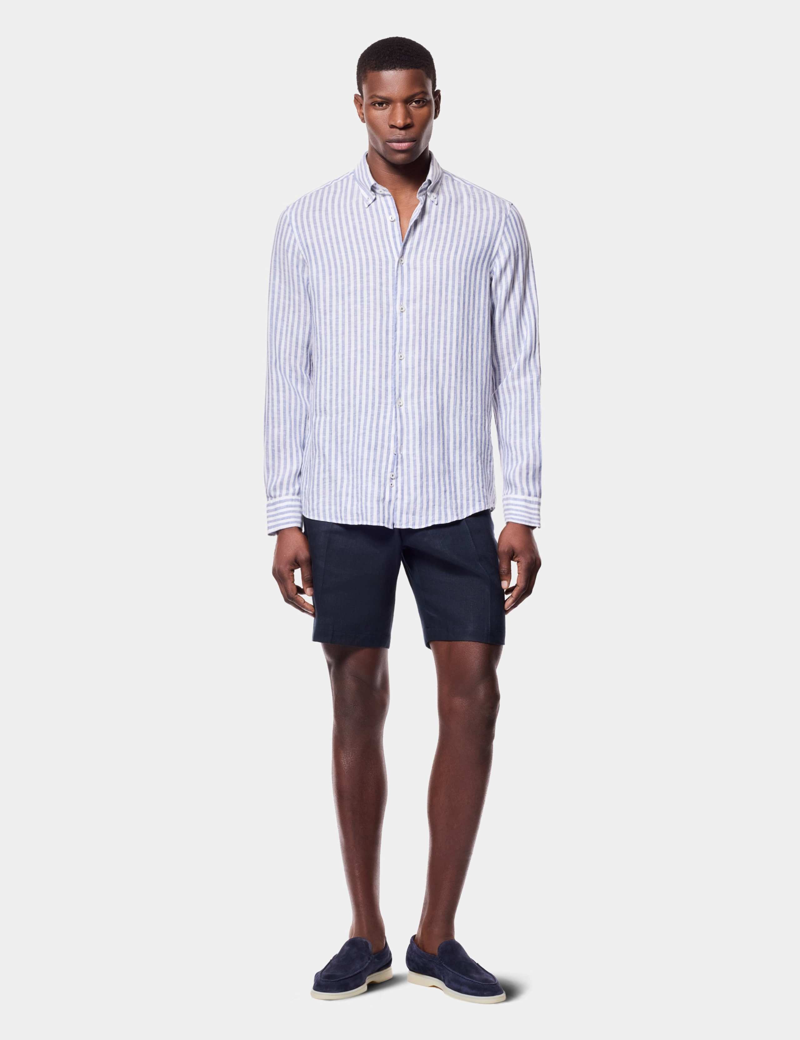 Slim Fit Pure Linen Striped Shirt 3 of 4