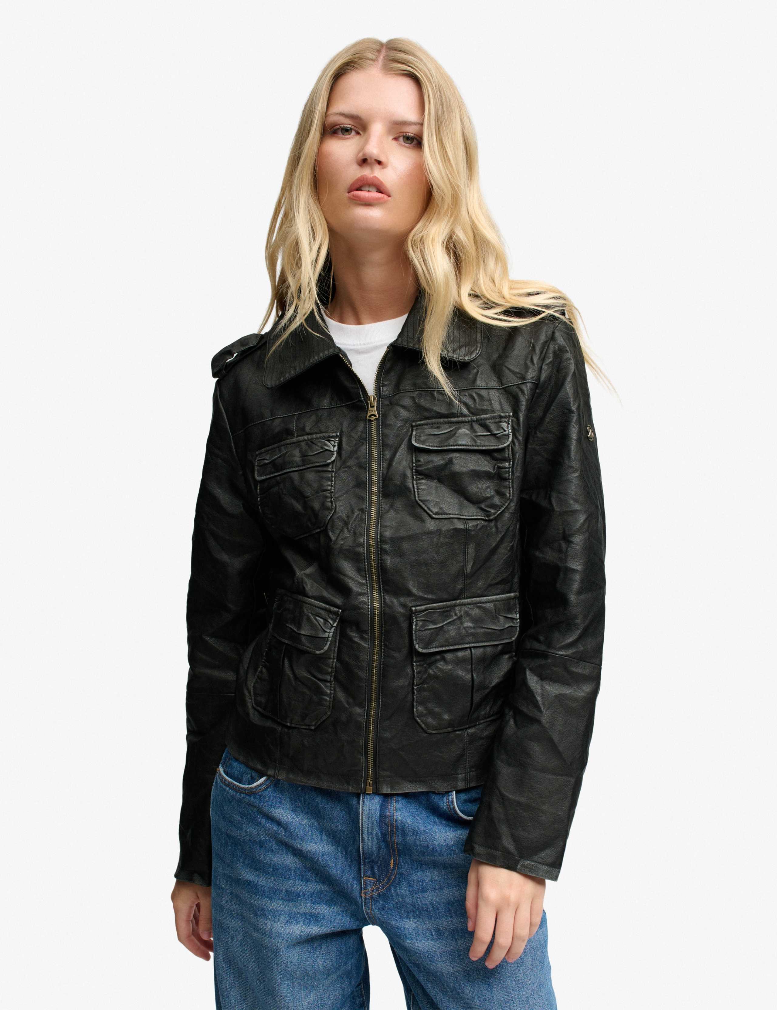 Faux Leather Utility Jacket 6 of 8