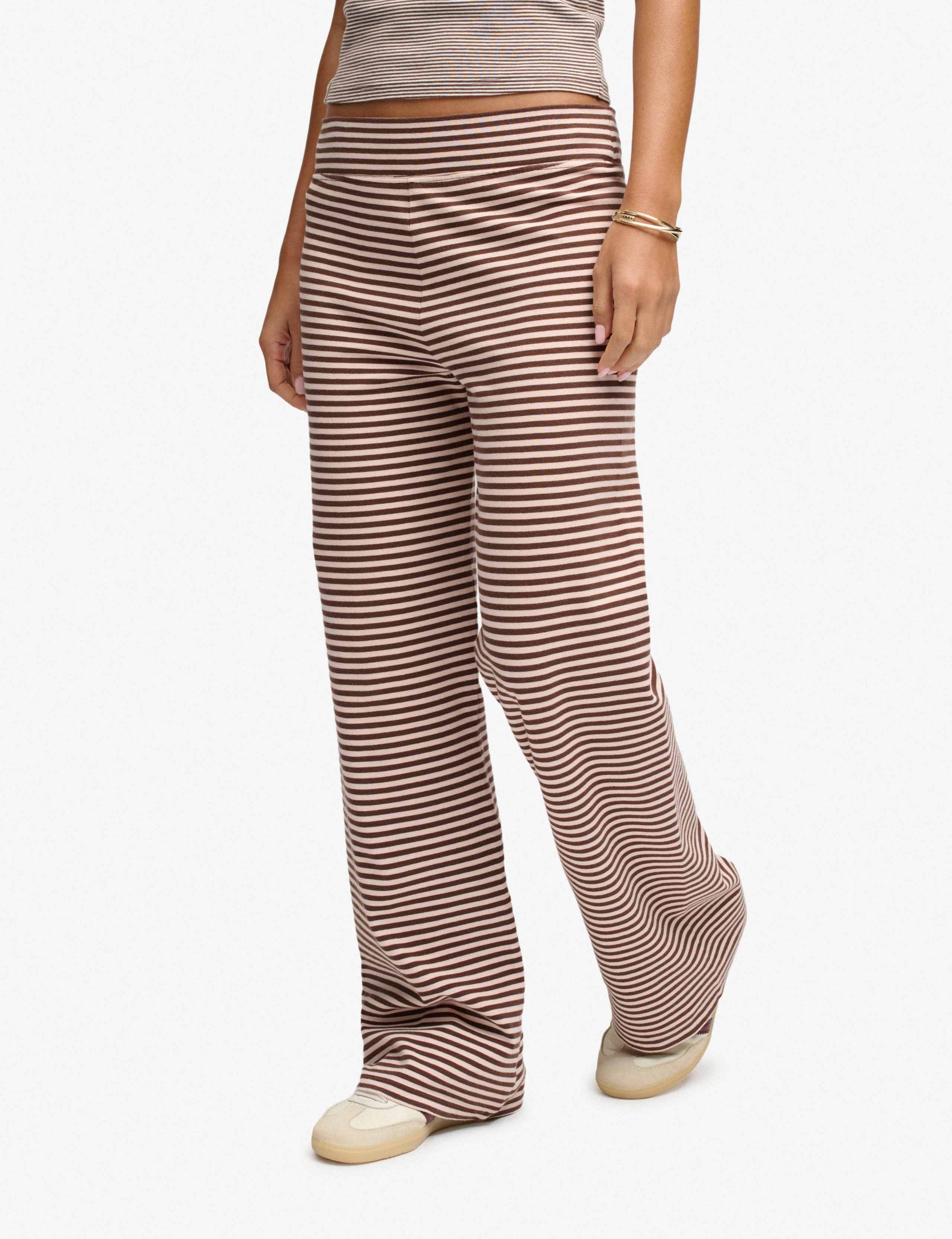 Cotton Rich Striped Fold Over Joggers 3 of 6