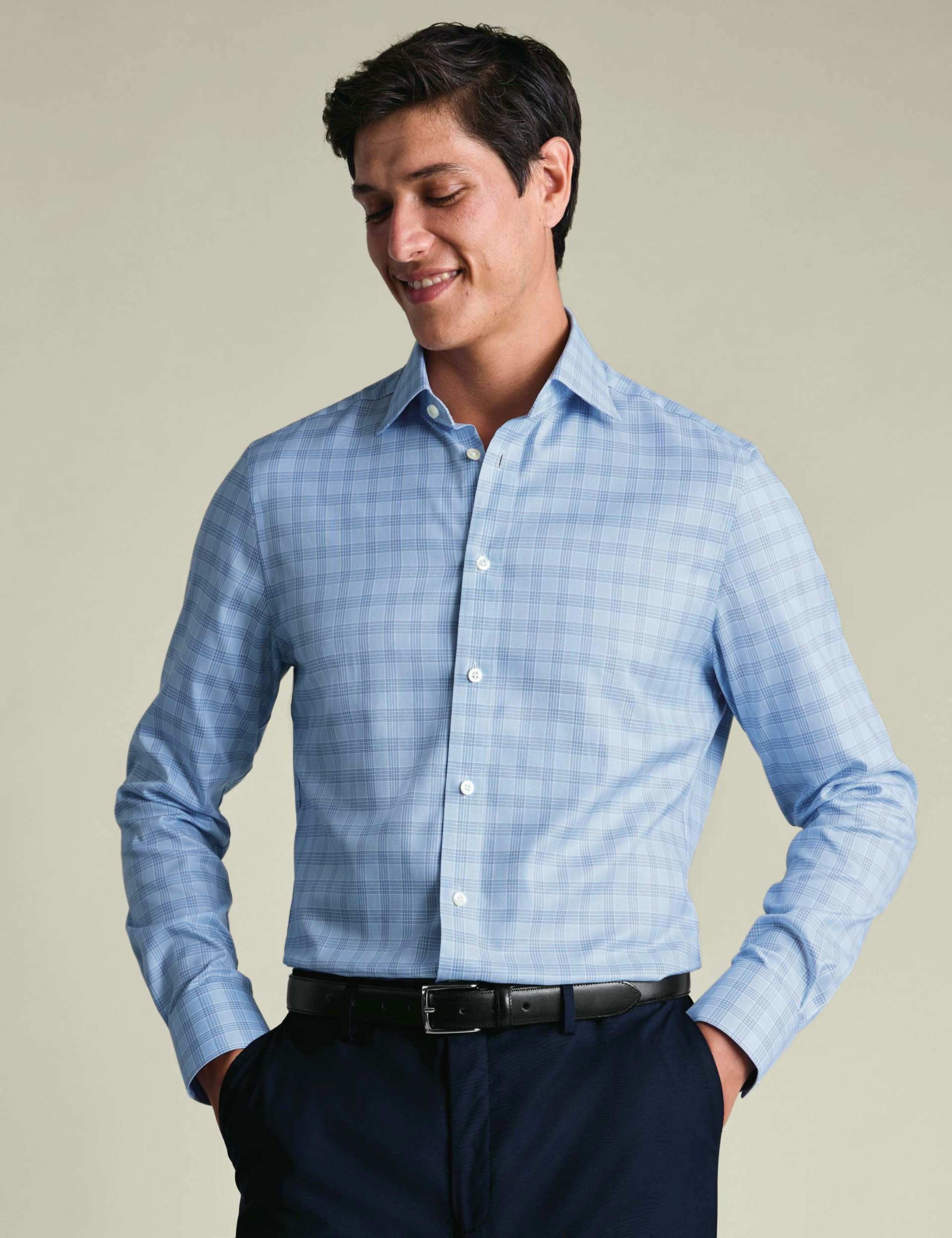 Slim Fit Pure Egyptian Cotton Twill Check Shirt 1 of 7