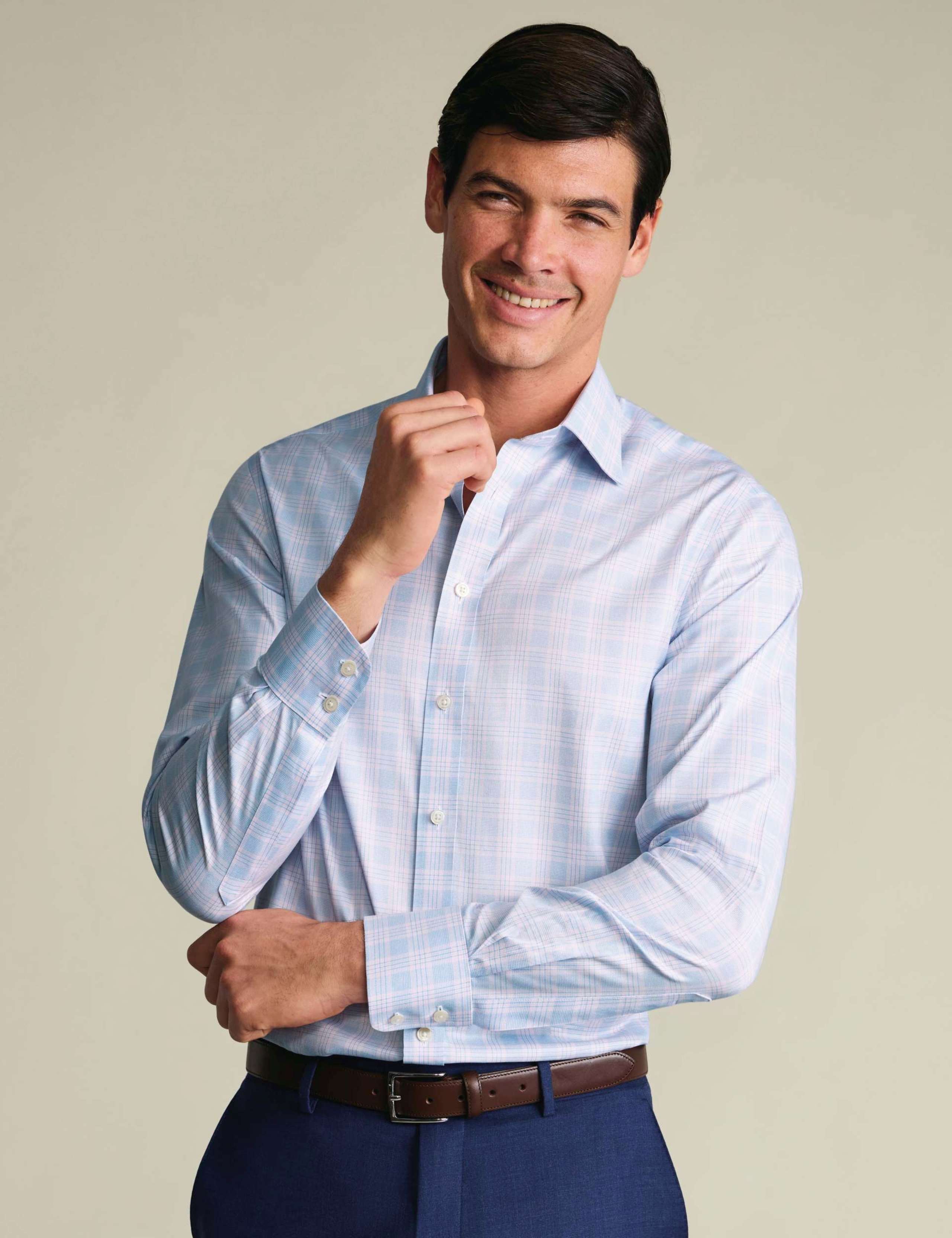 Slim Fit Non-Iron Pure Cotton Prince of Wales Shirt 1 of 6