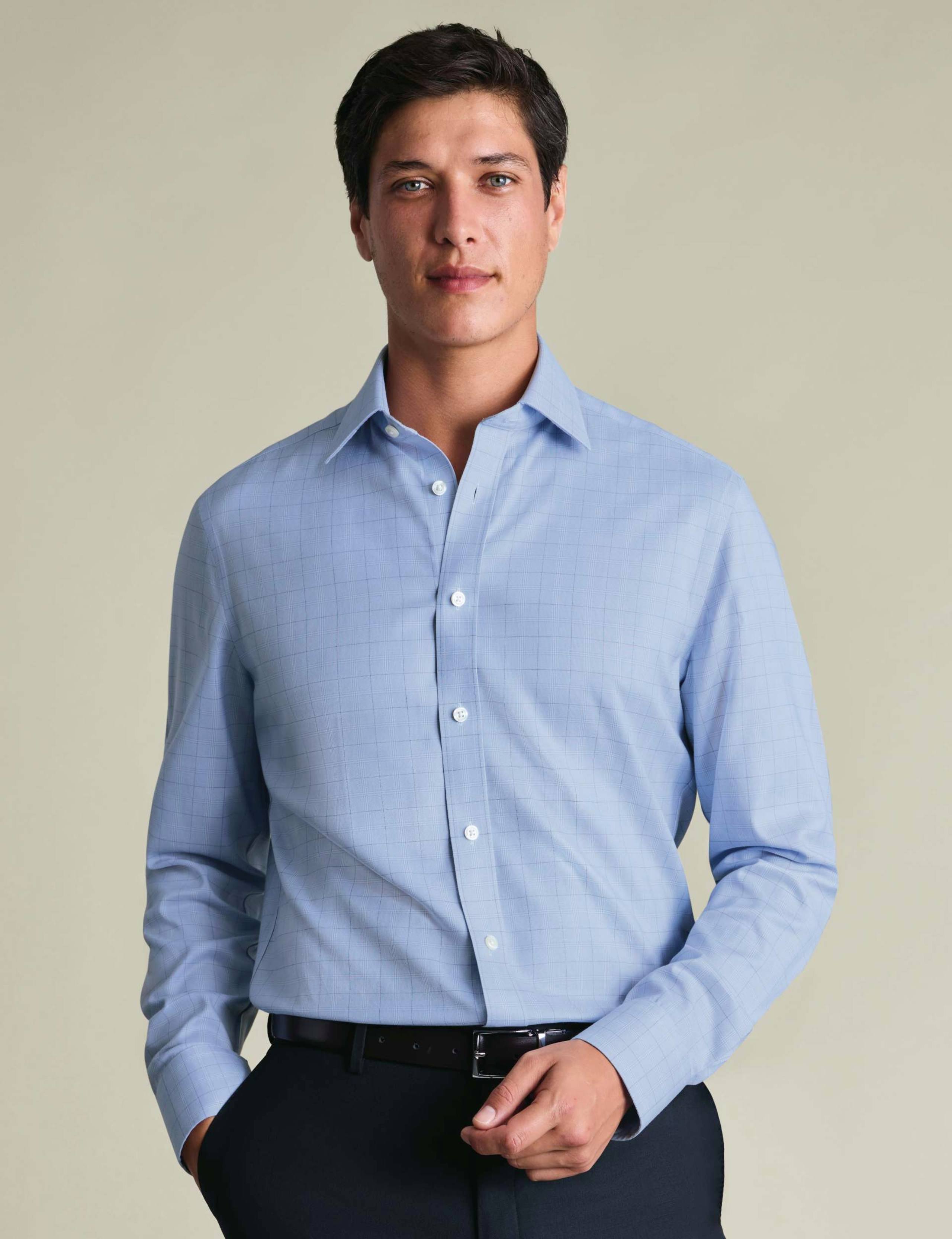 Slim Fit Non-Iron Pure Cotton Twill Check Shirt 1 of 7