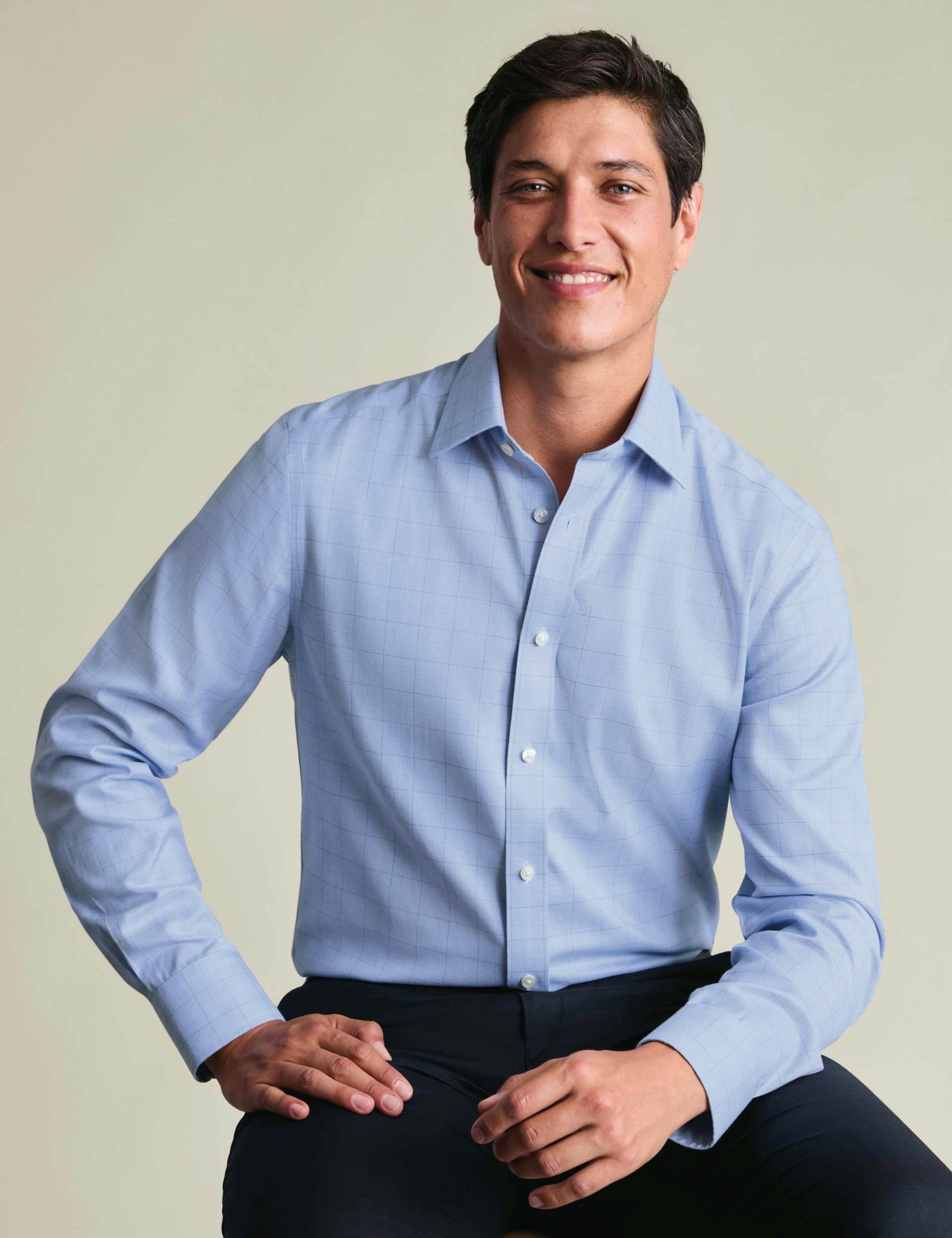 Slim Fit Non-Iron Pure Cotton Twill Check Shirt 2 of 7