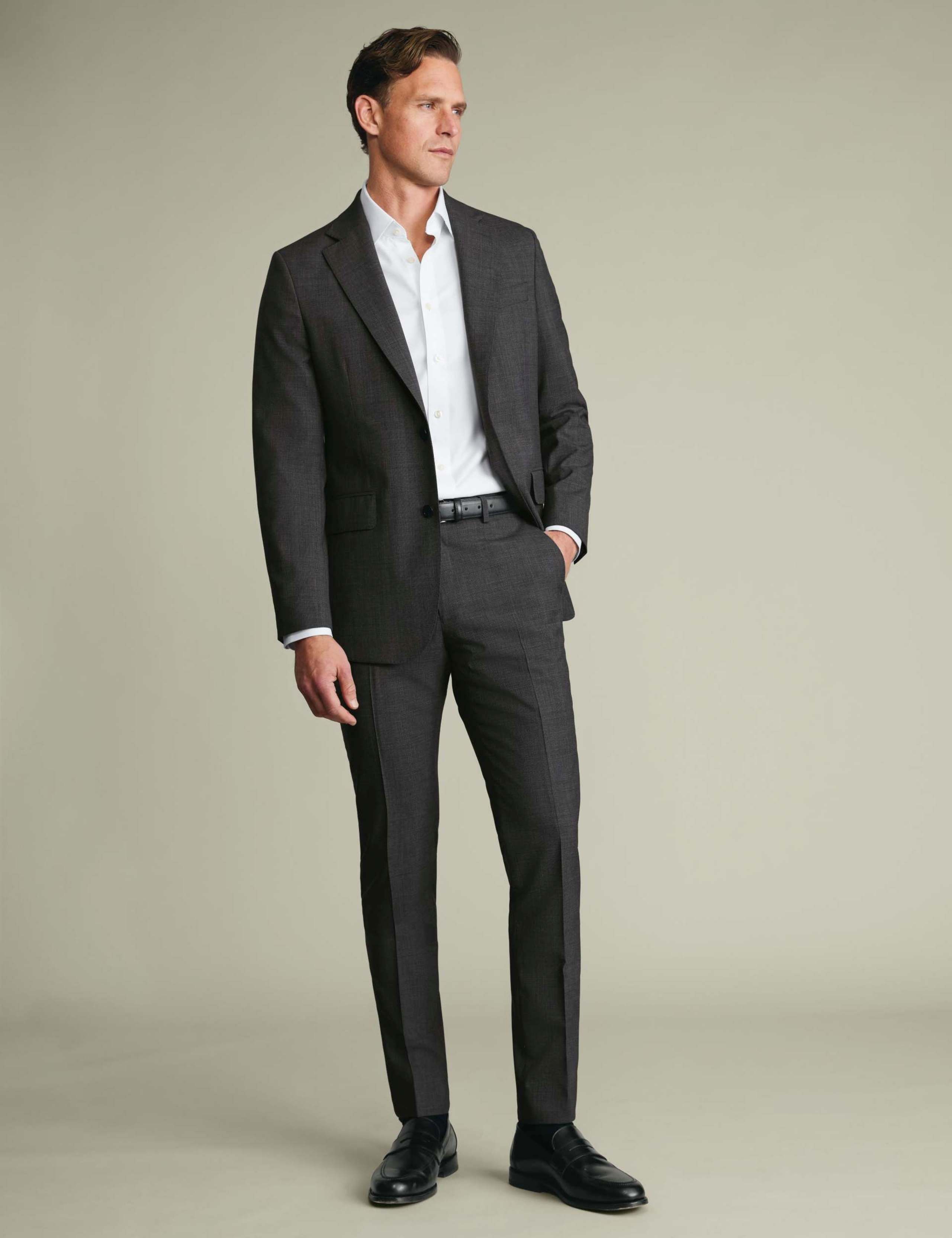 Slim Fit Pure Wool Check Trousers 2 of 4