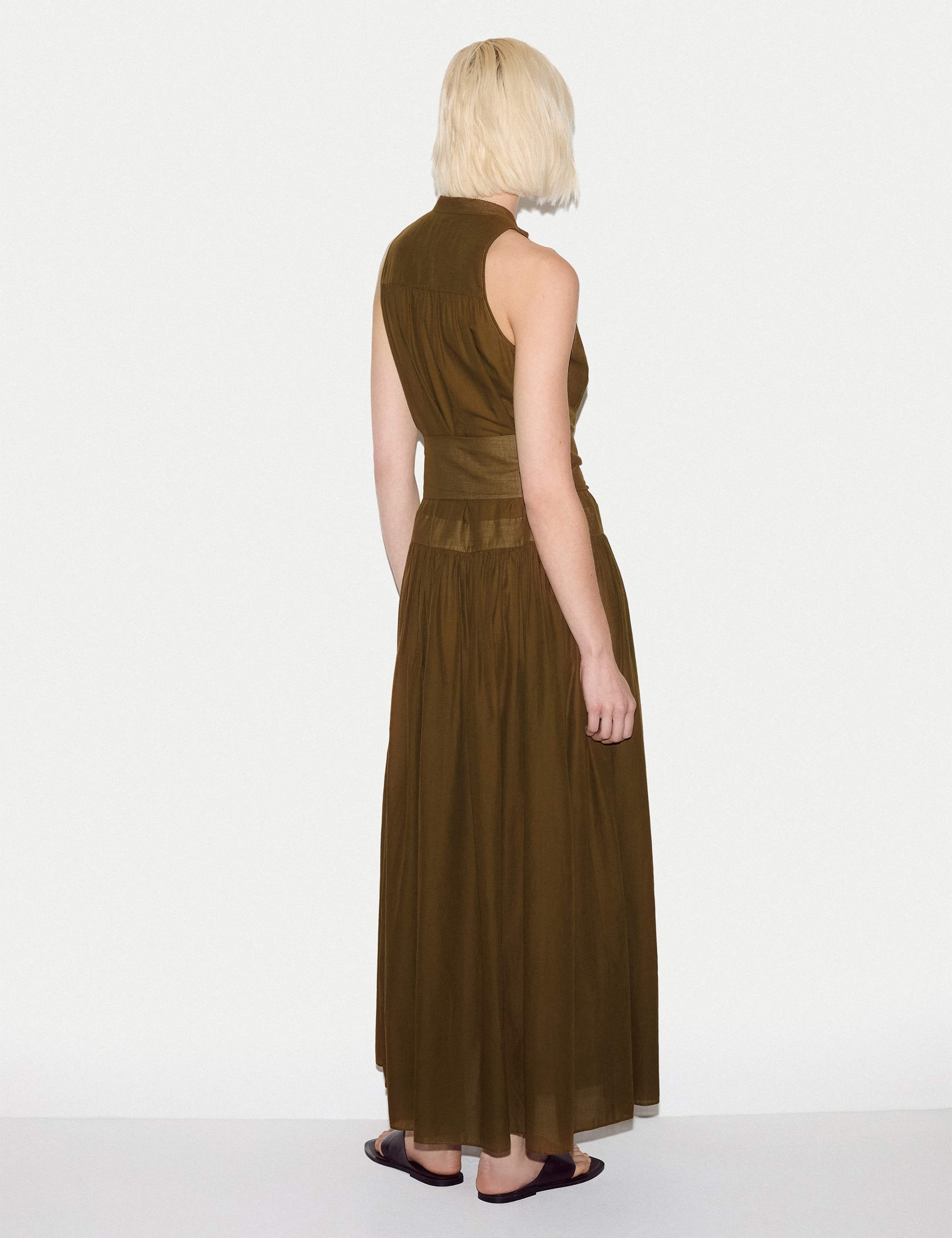 Pure Cotton High Neck Belted Maxi Dress 5 of 6